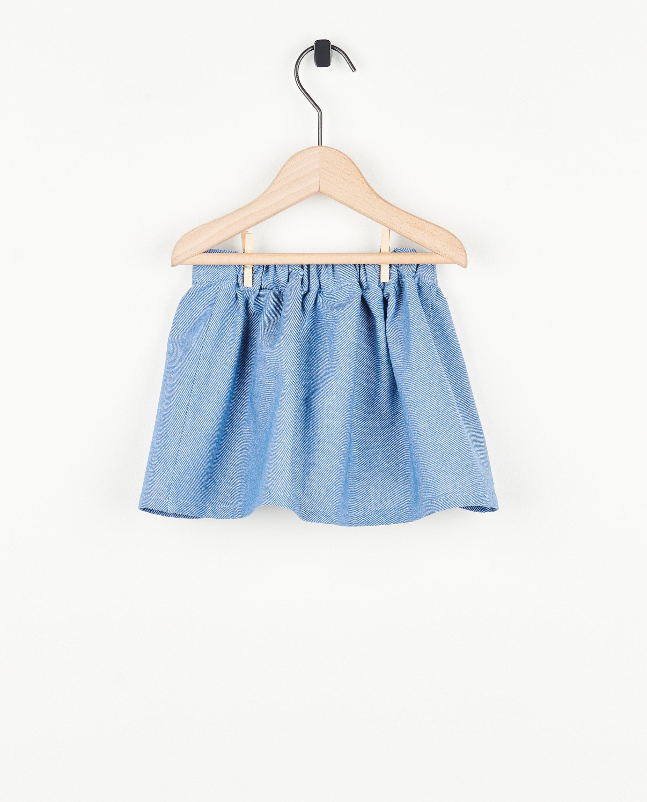 Jupes - Jupe bleue avec une rangée de boutons