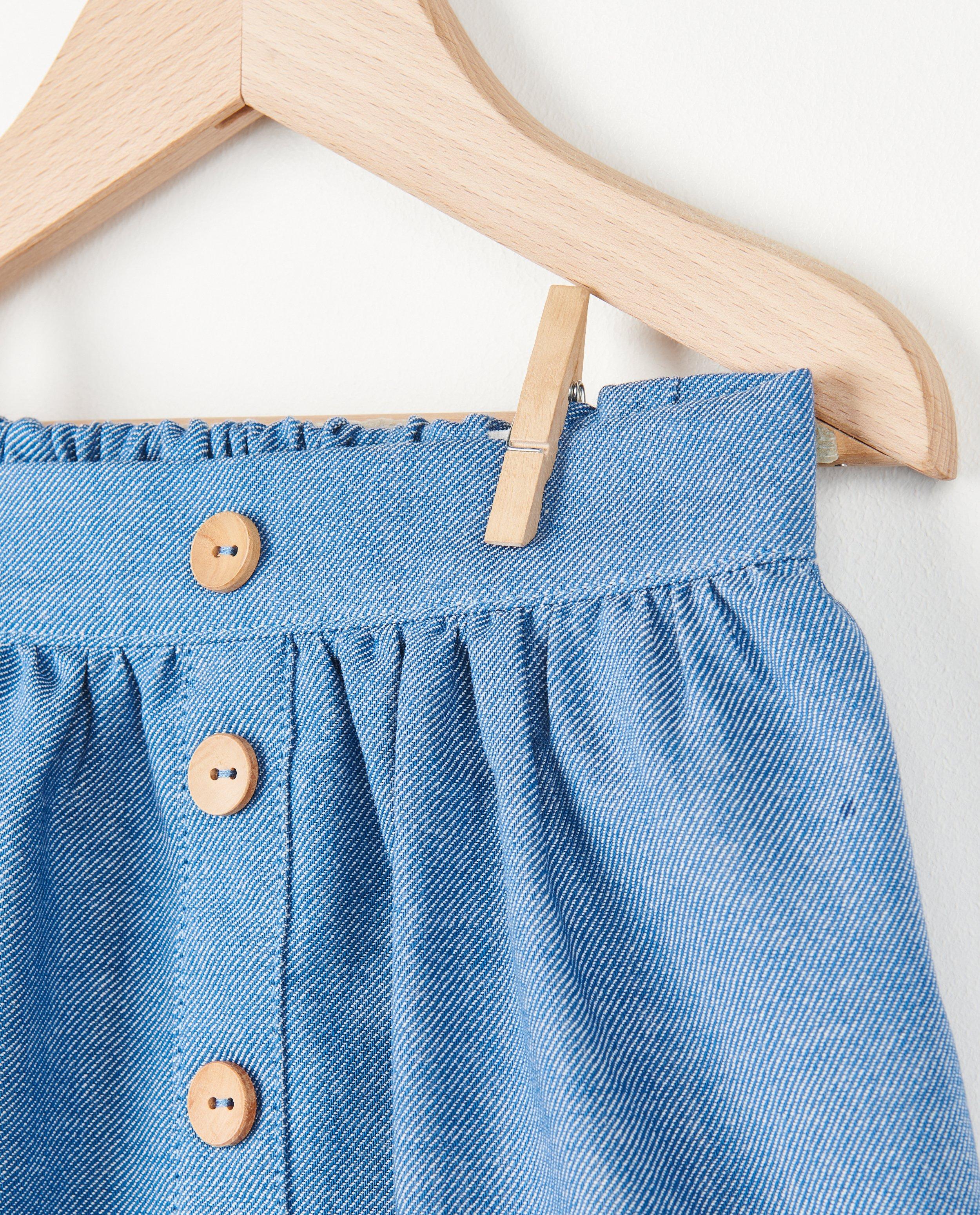 Jupes - Jupe bleue avec une rangée de boutons