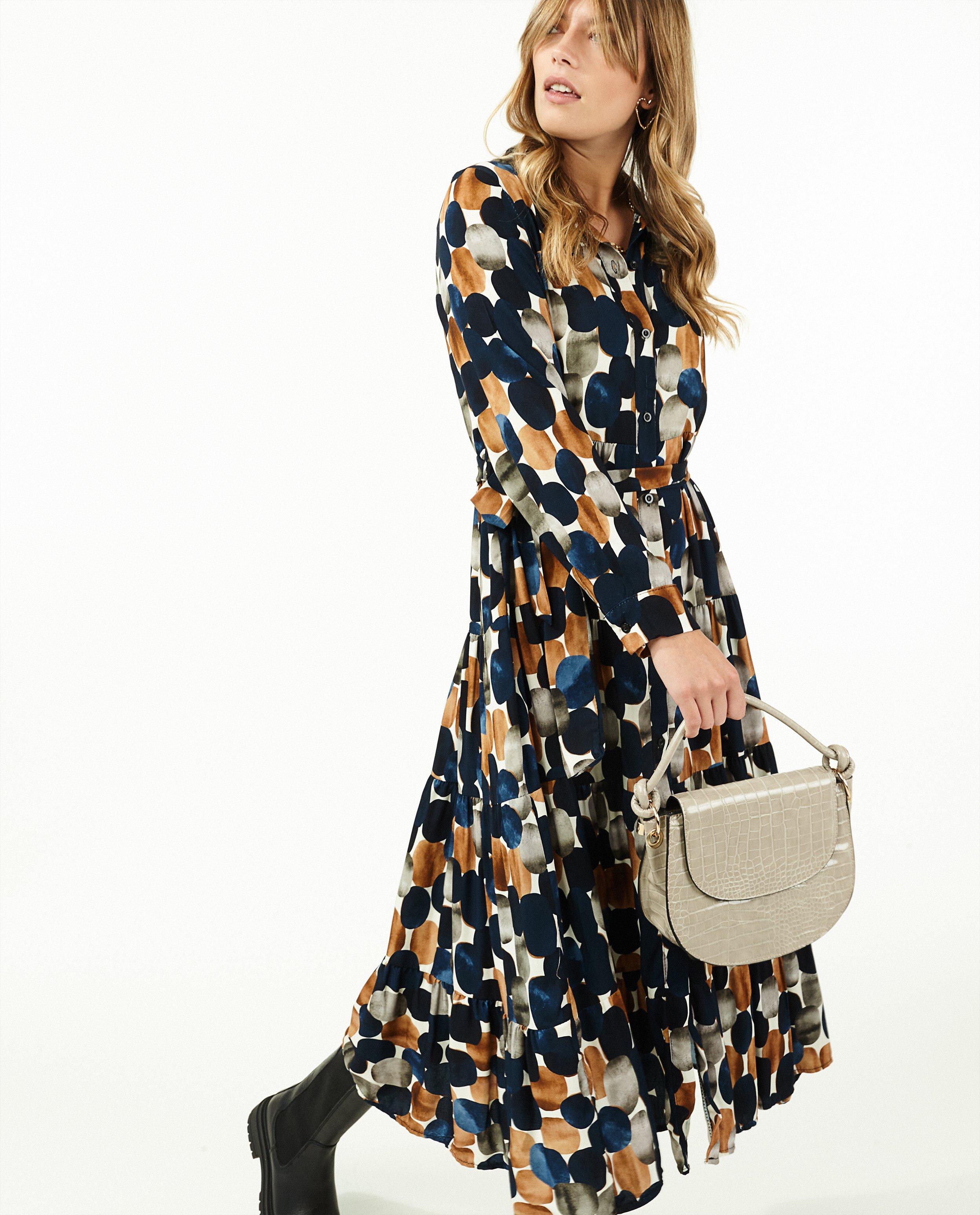 Robes - Robe à imprimé à pois bleus