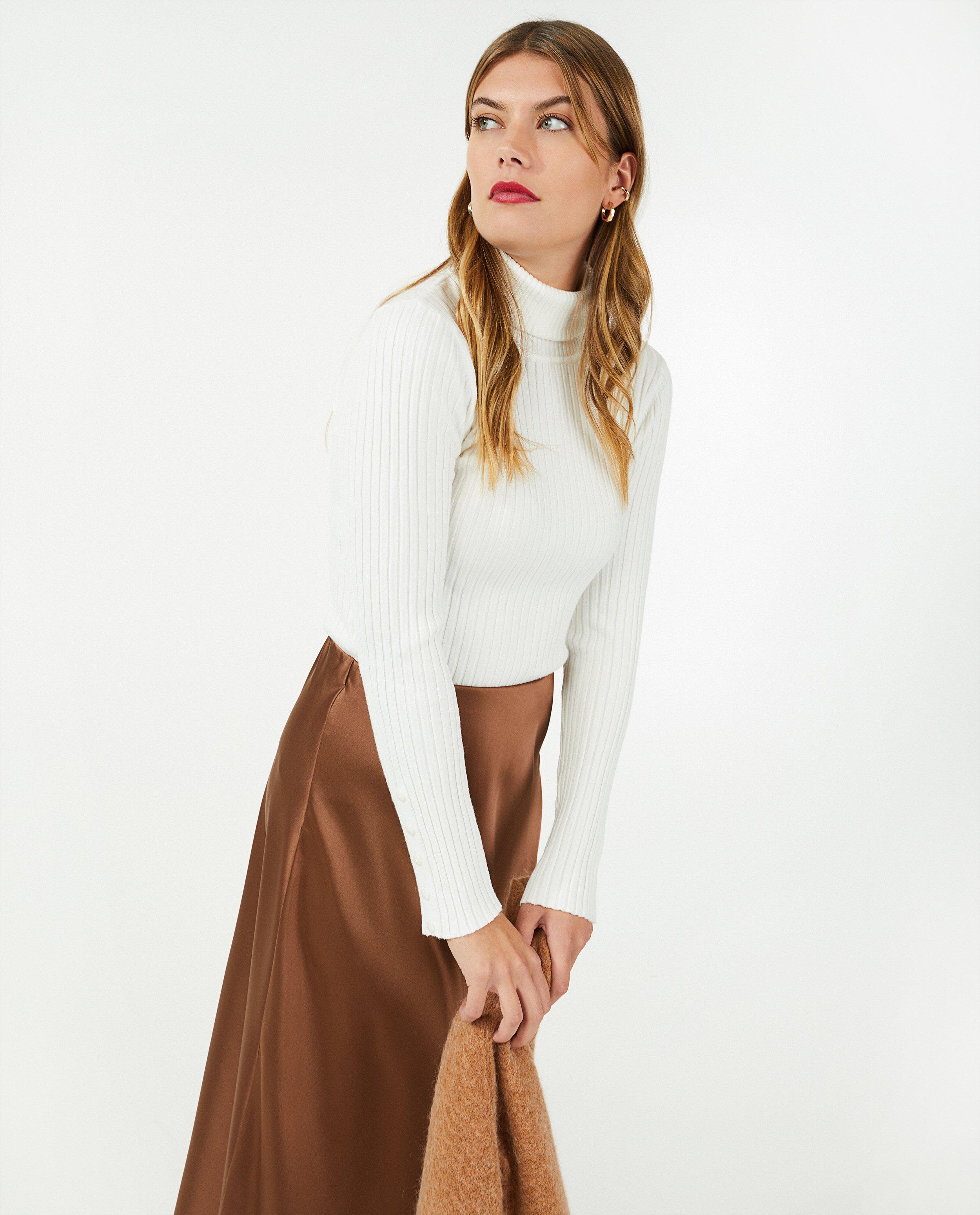 Truien - Witte coltrui met rib