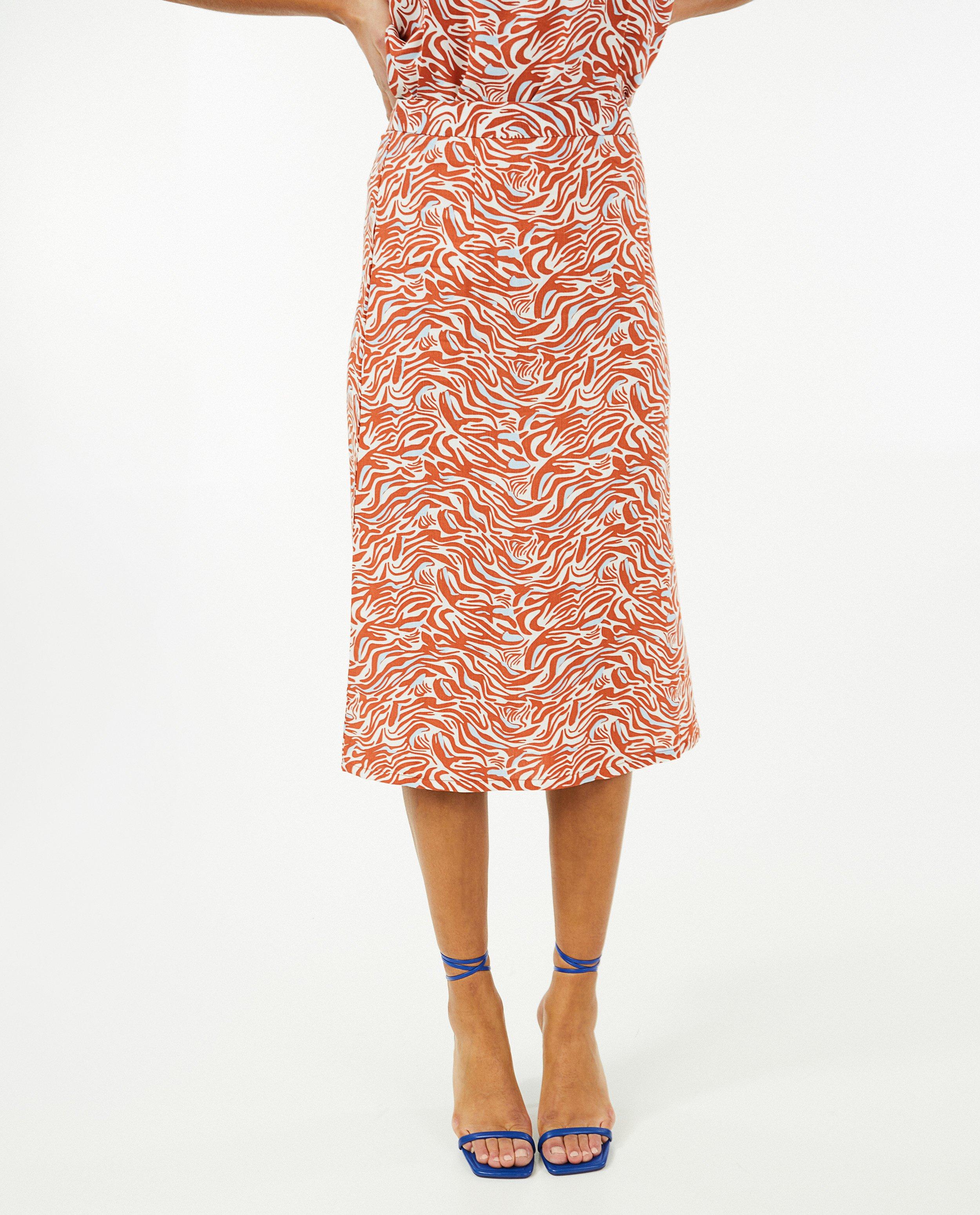 Rokken - Oranjerode rok met zebraprint Sora