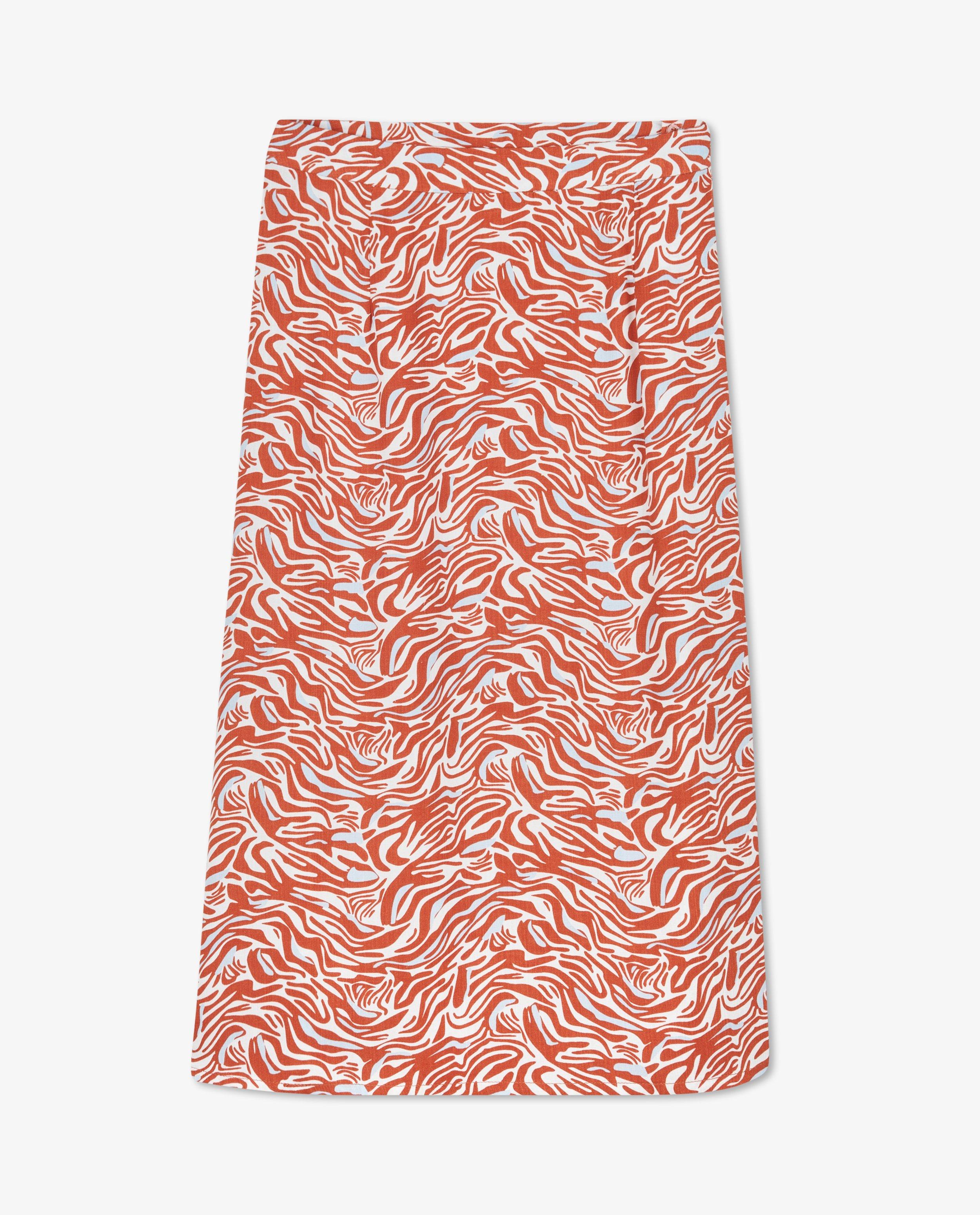 Rokken - Oranjerode rok met zebraprint Sora