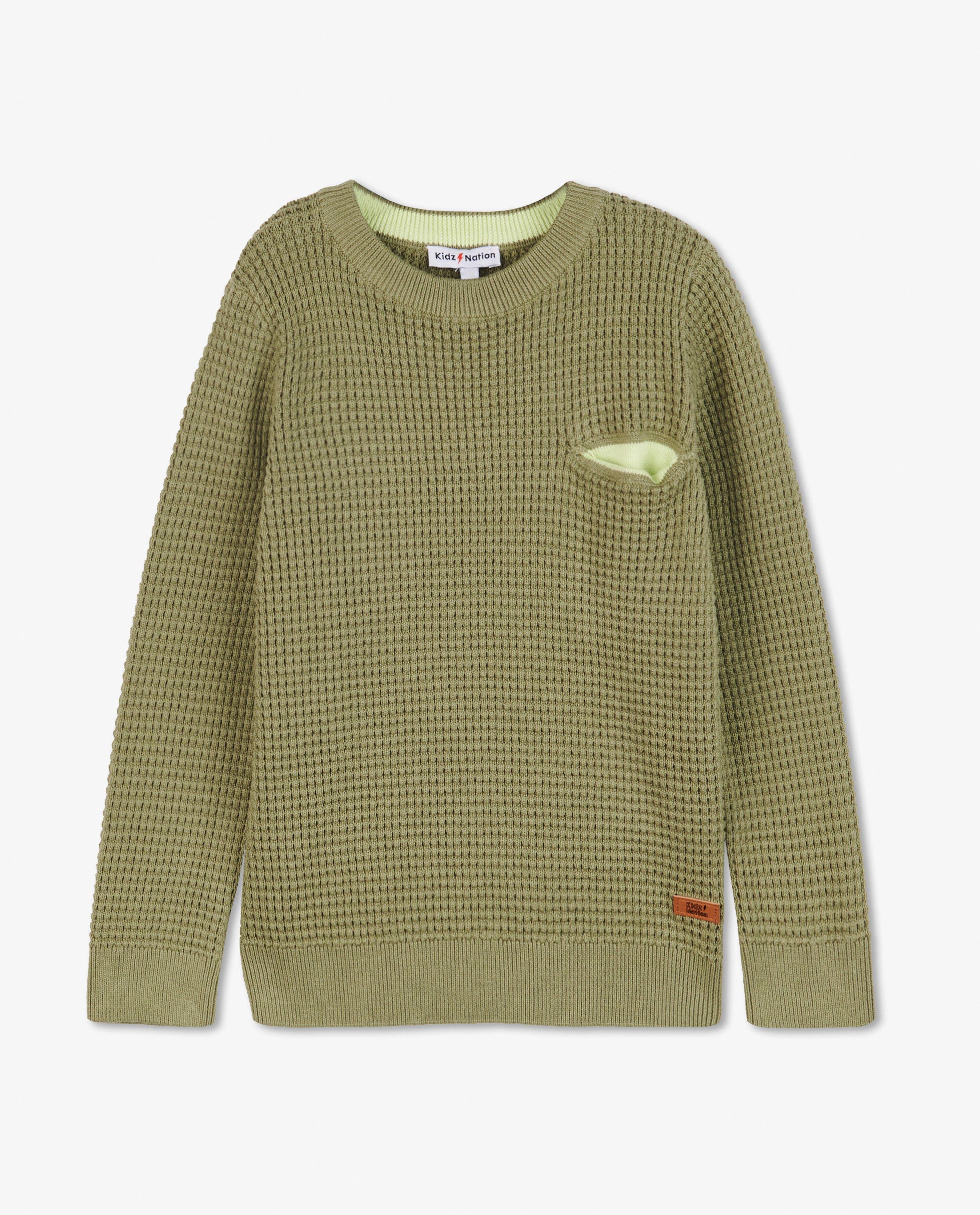 Biokatoenen trui met borstzakje - Product Detail - khaki - afbeelding nummer 3