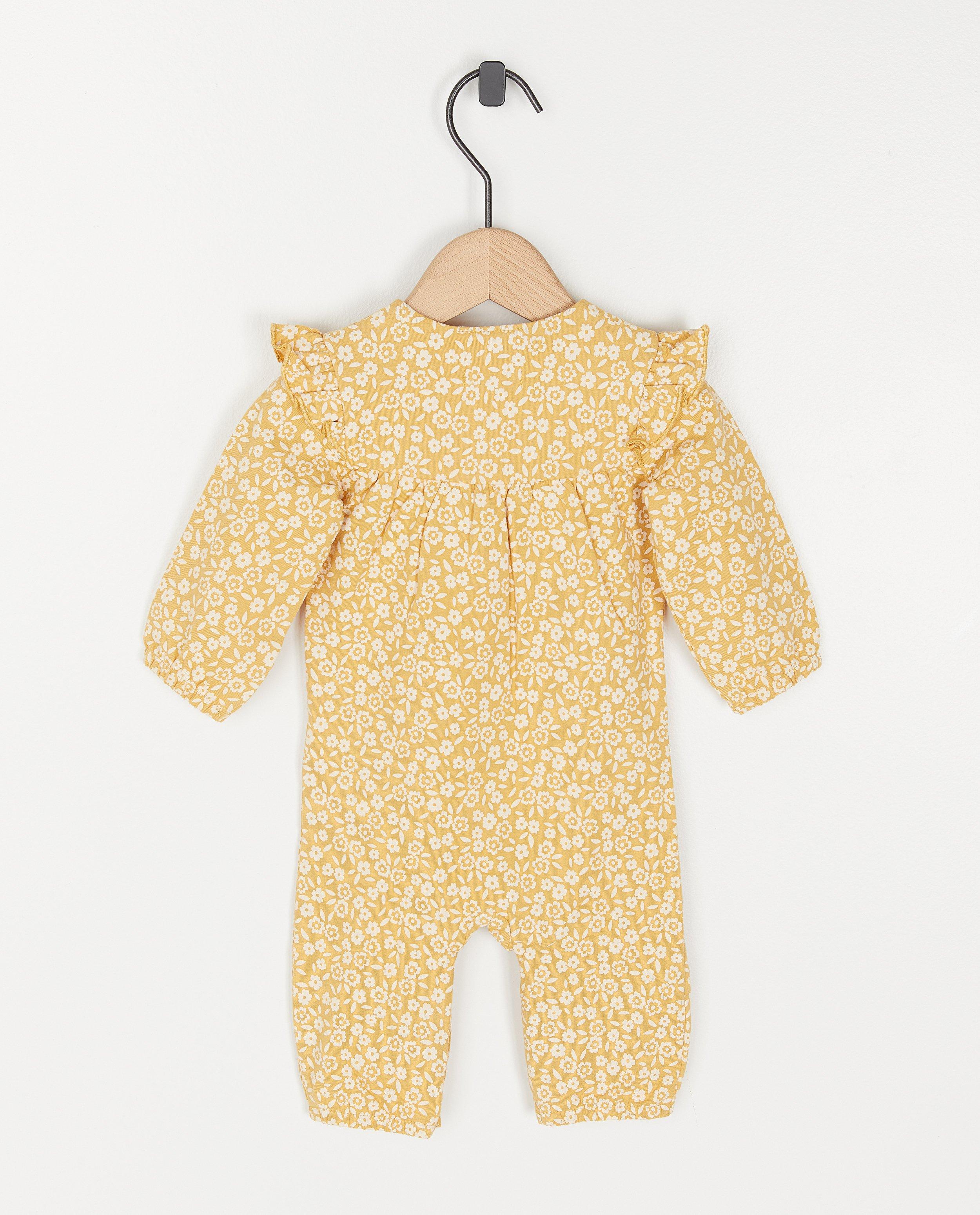 Jumpsuit - Geel kruippakje met print