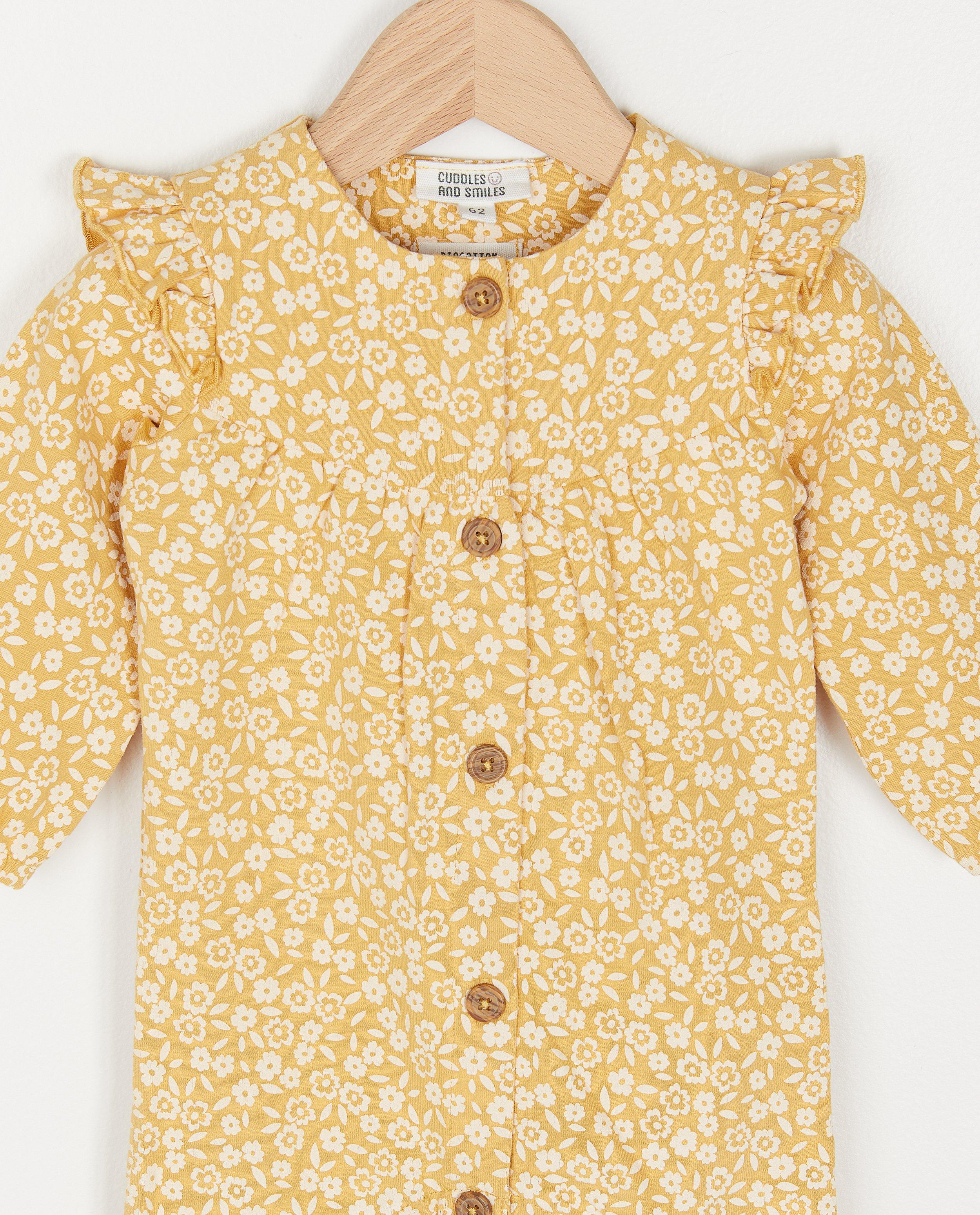 Jumpsuit - Geel kruippakje met print