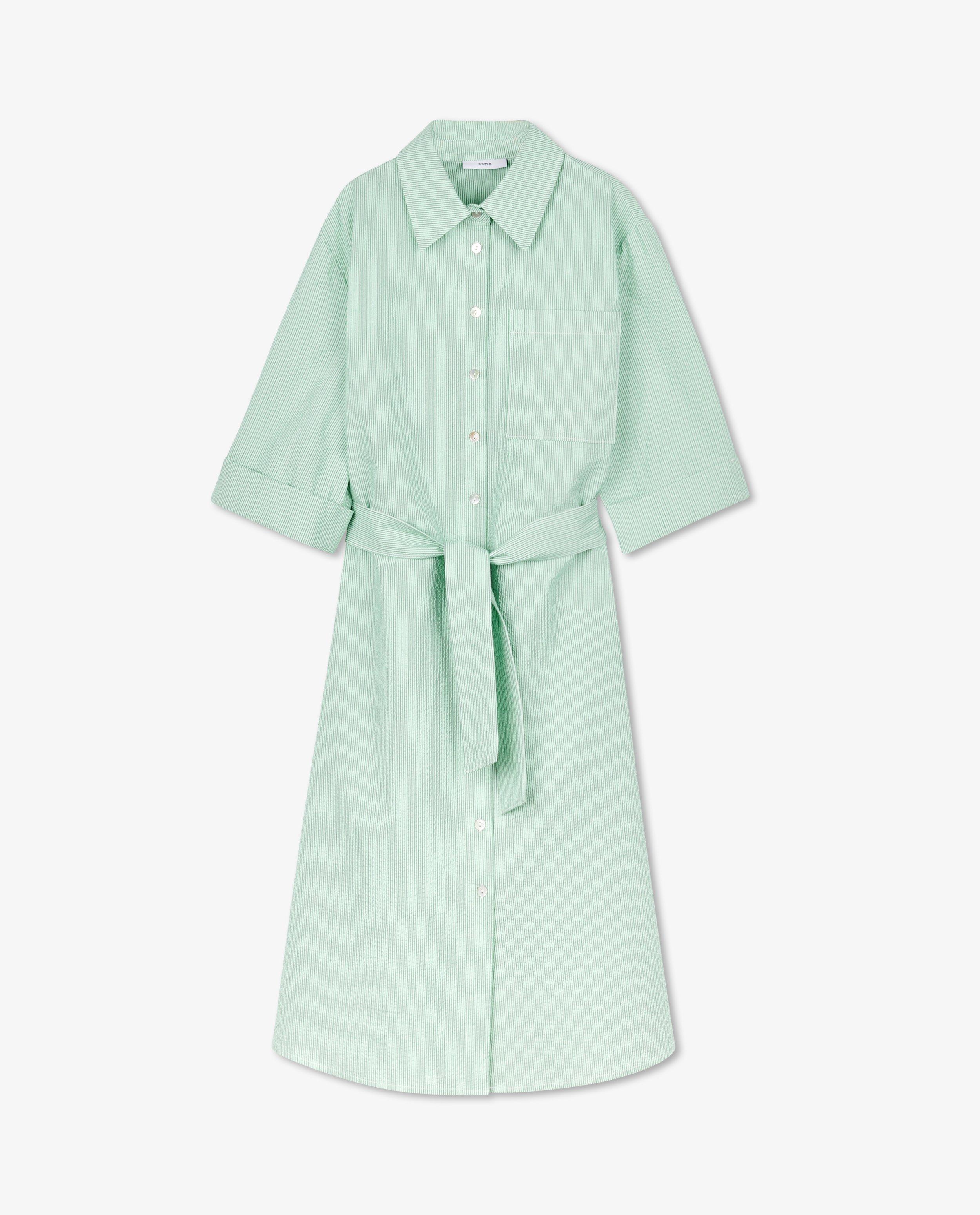 Kleedjes - Pastelgroene jurk met streepjes Sora