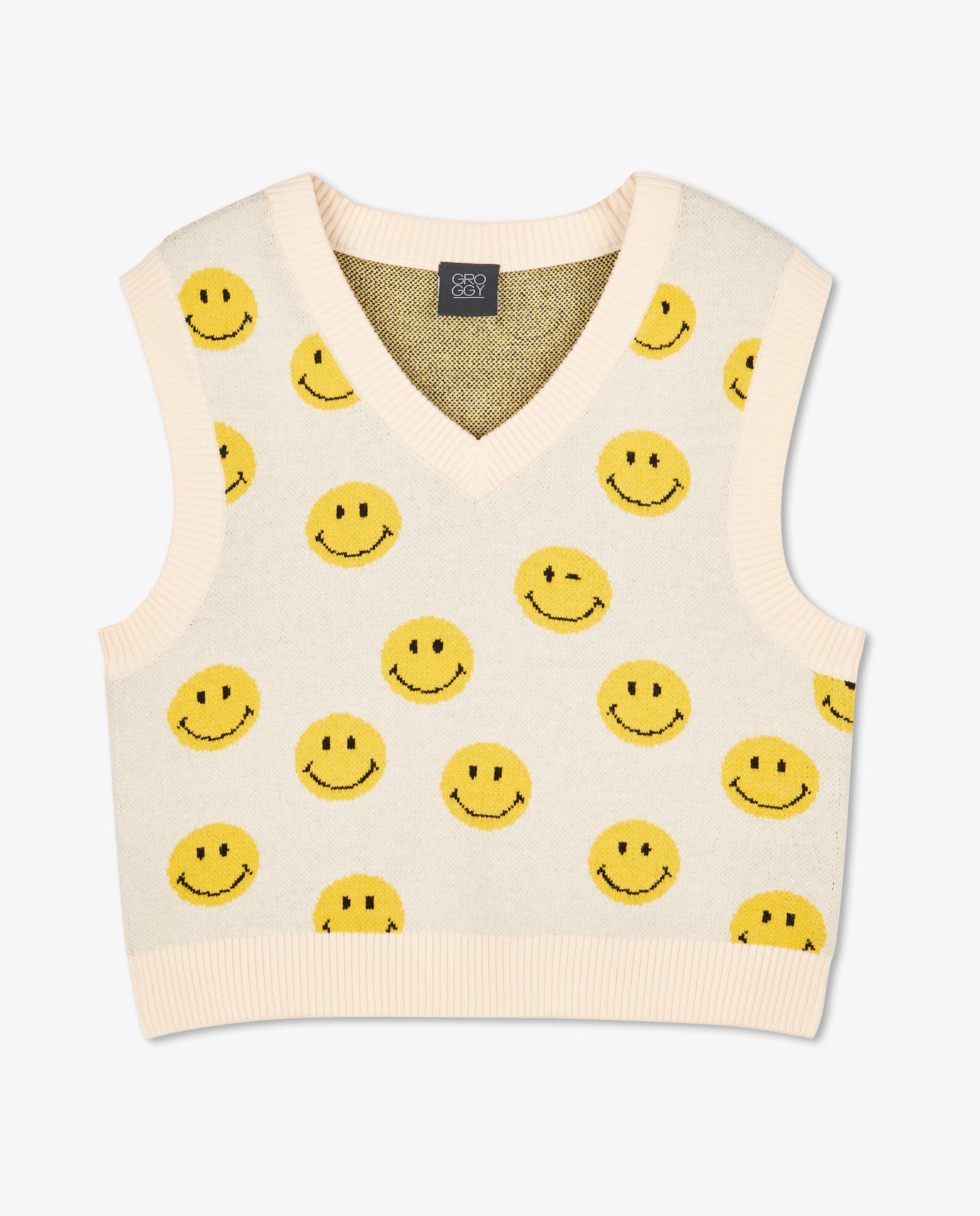 Pulls - Débardeur écru à smileys
