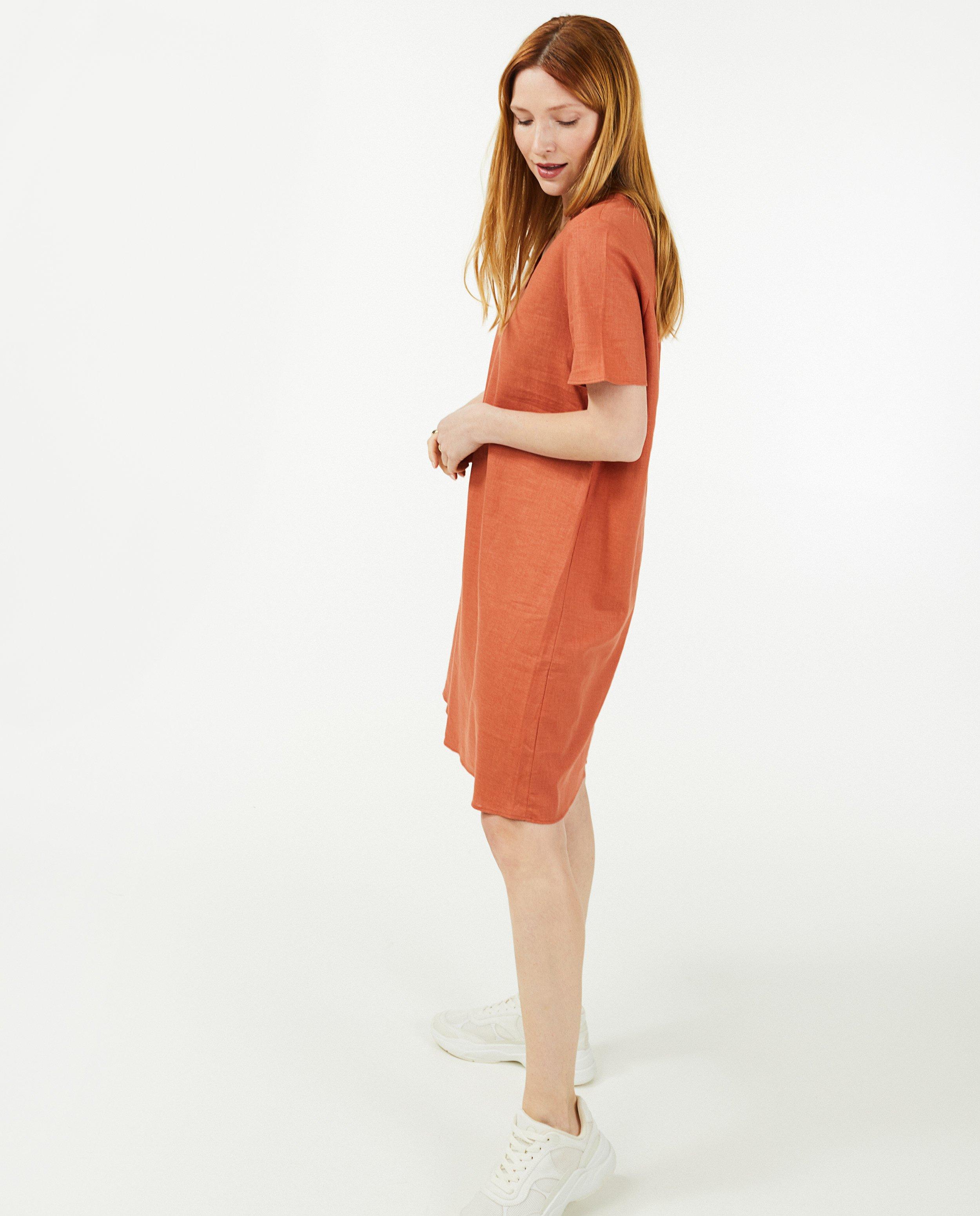 Oranje linnen jurk - Product Detail - bruin - afbeelding nummer 3