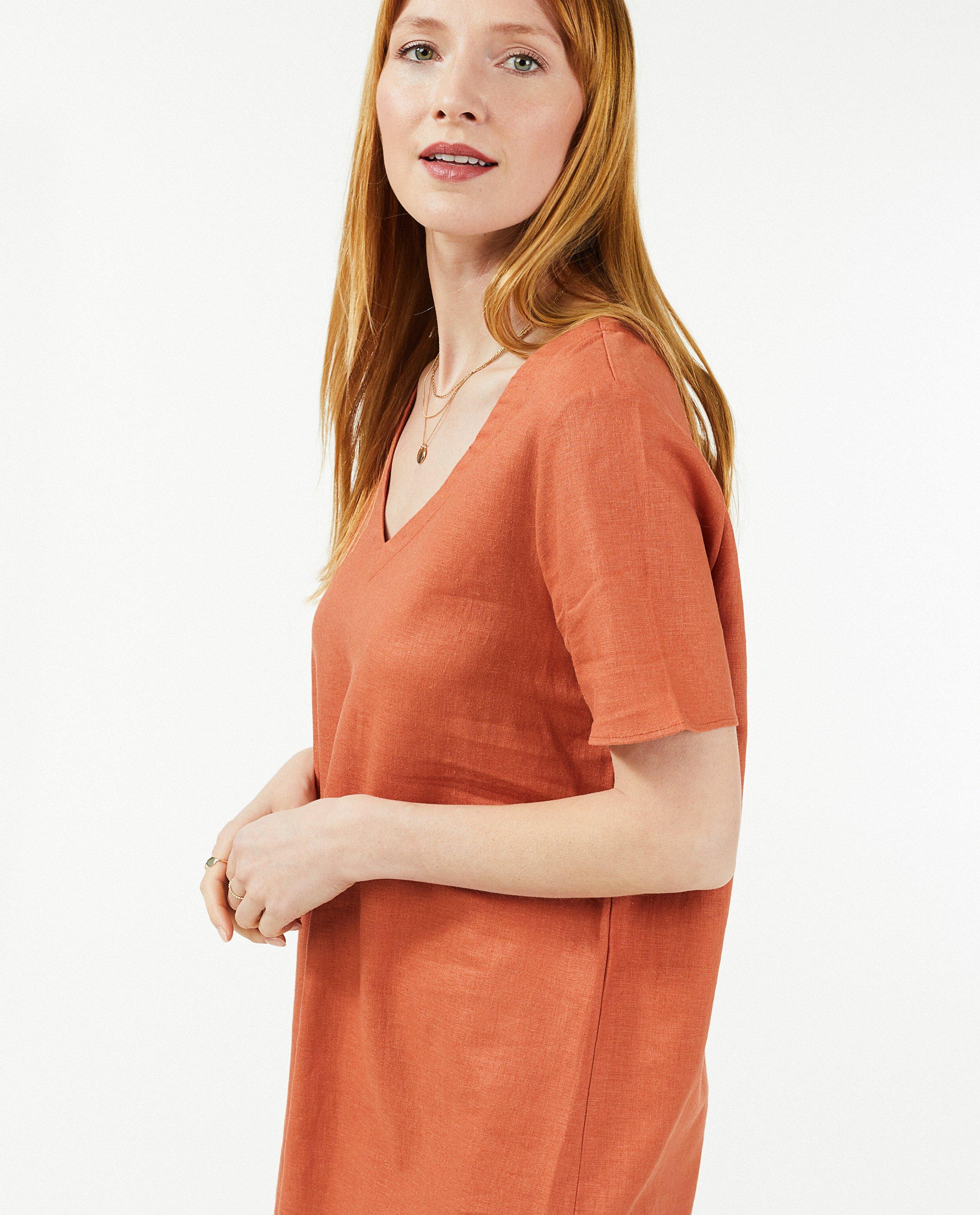 Oranje linnen jurk - Product Detail - bruin - afbeelding nummer 5