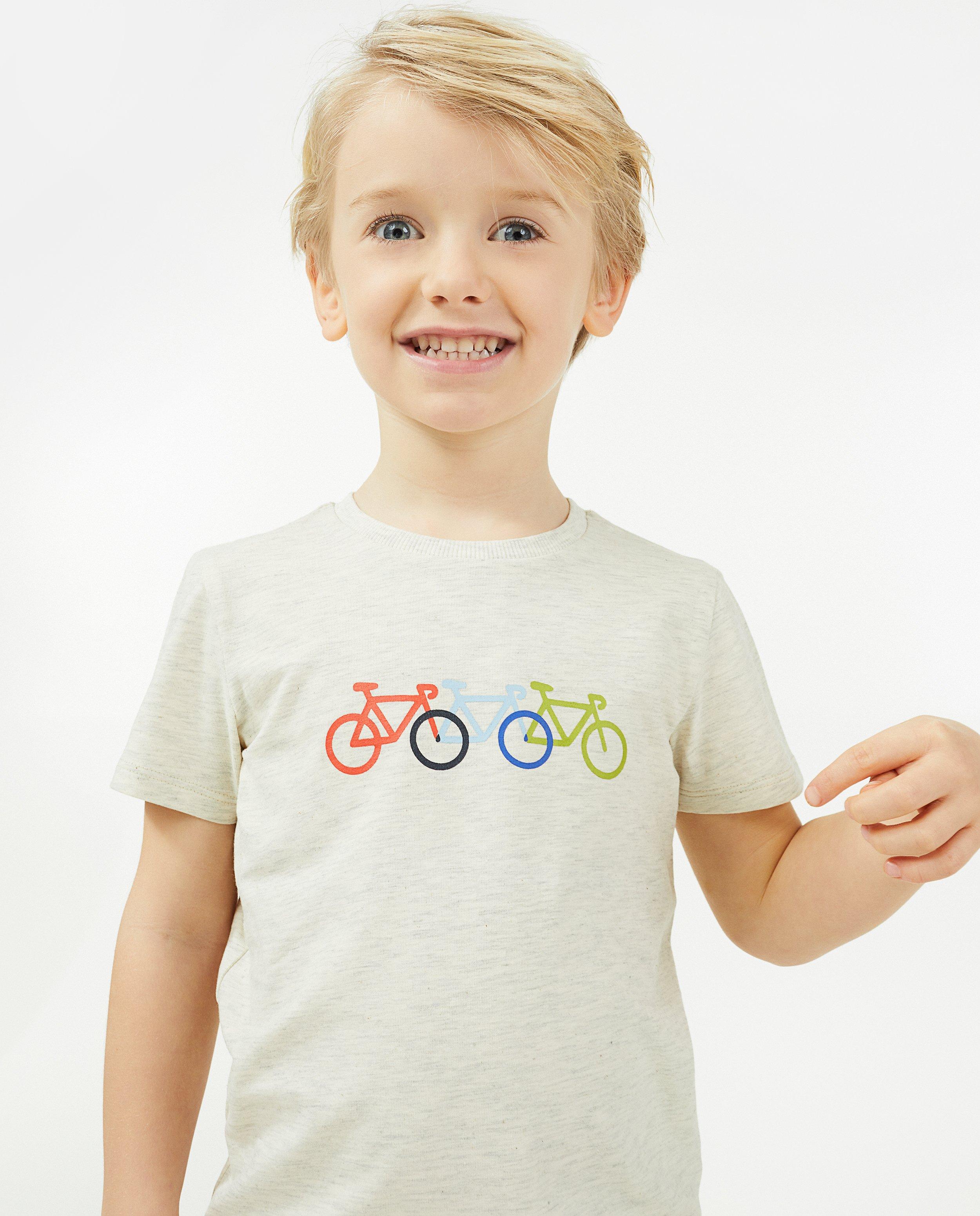 T-shirts - Beige T-shirt met fietsen Baptiste, 2-7 jaar