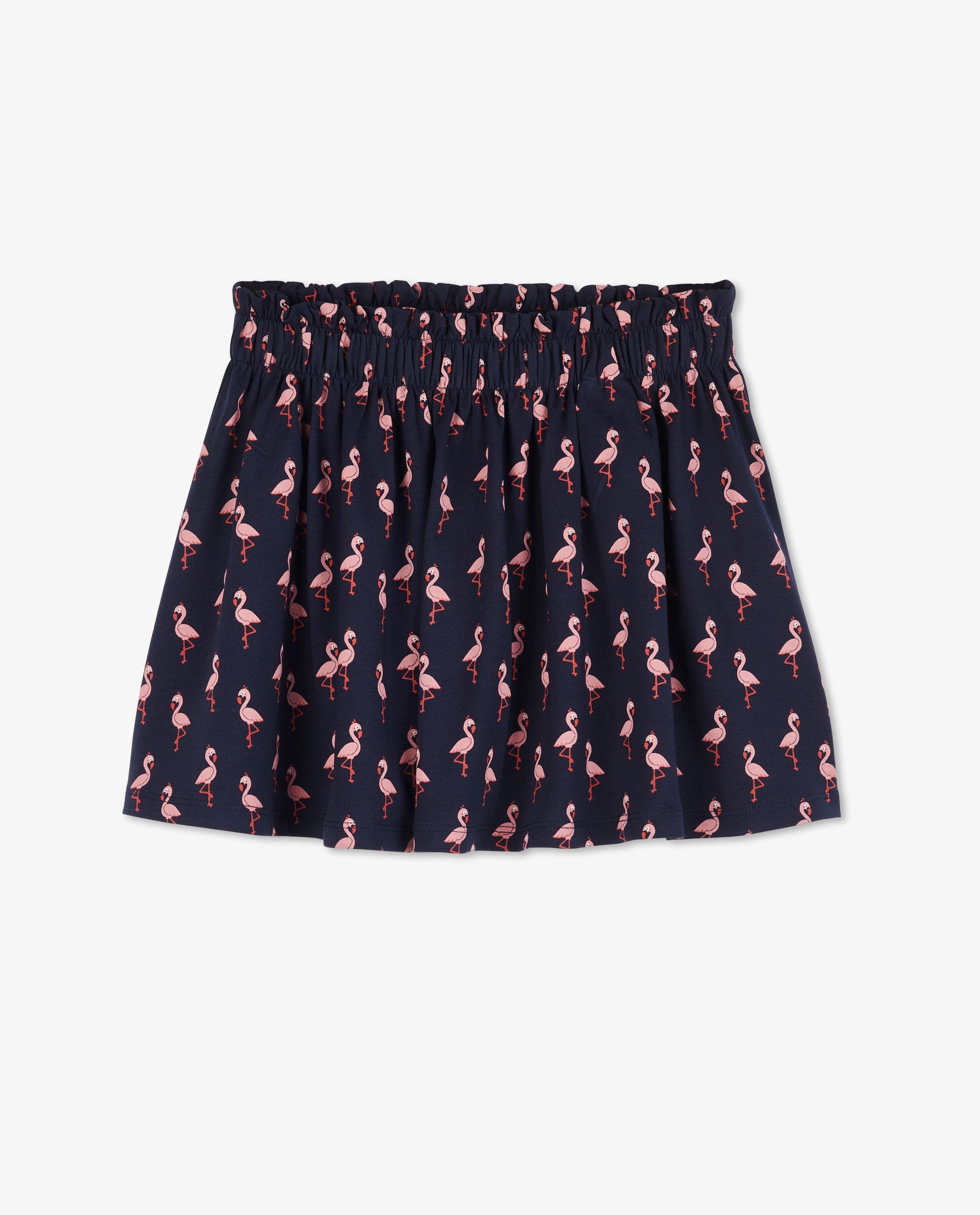 Rokken - Donkerblauw rokje flamingoprint BESTies