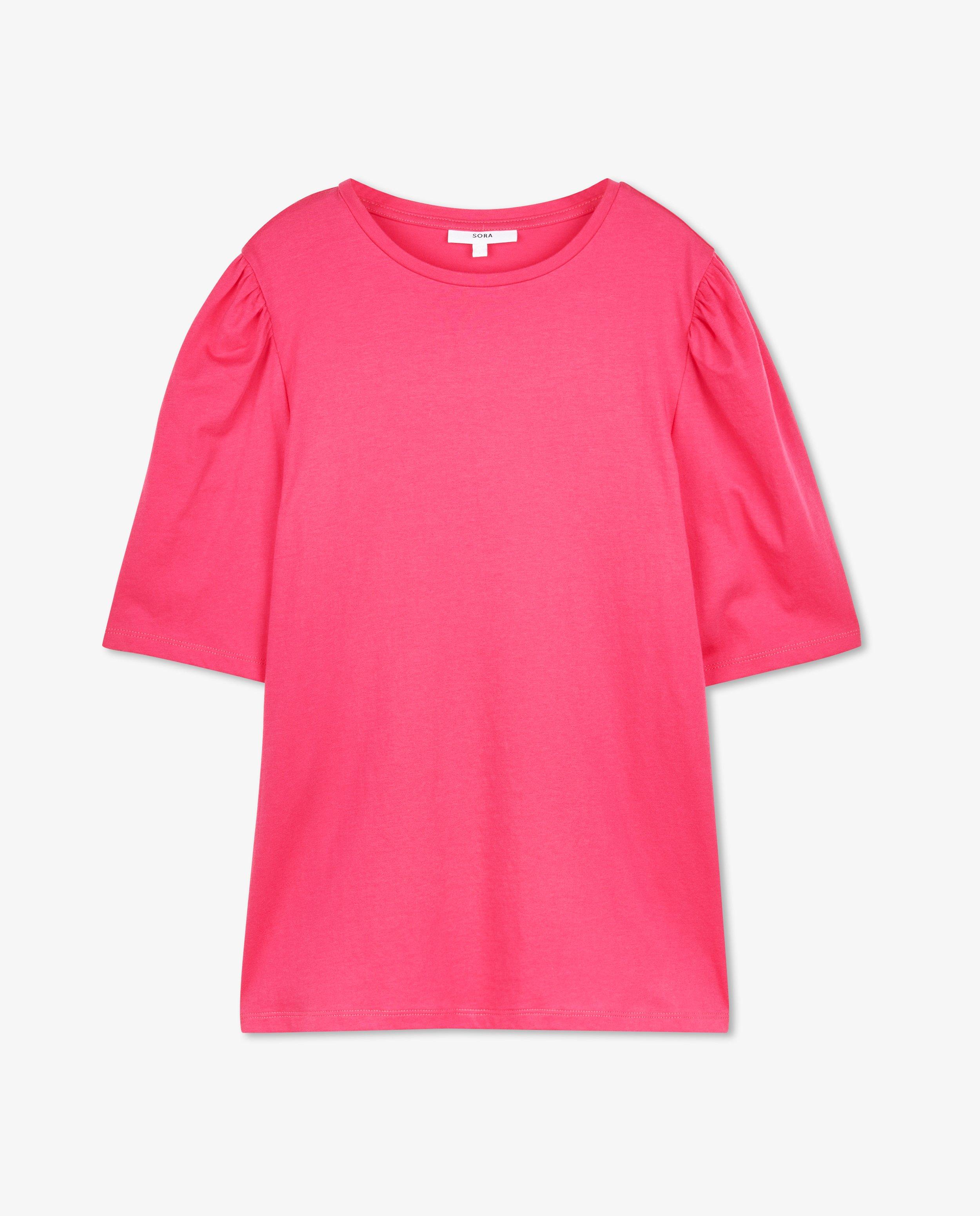 T-shirts - T-shirt rose à manches froncées