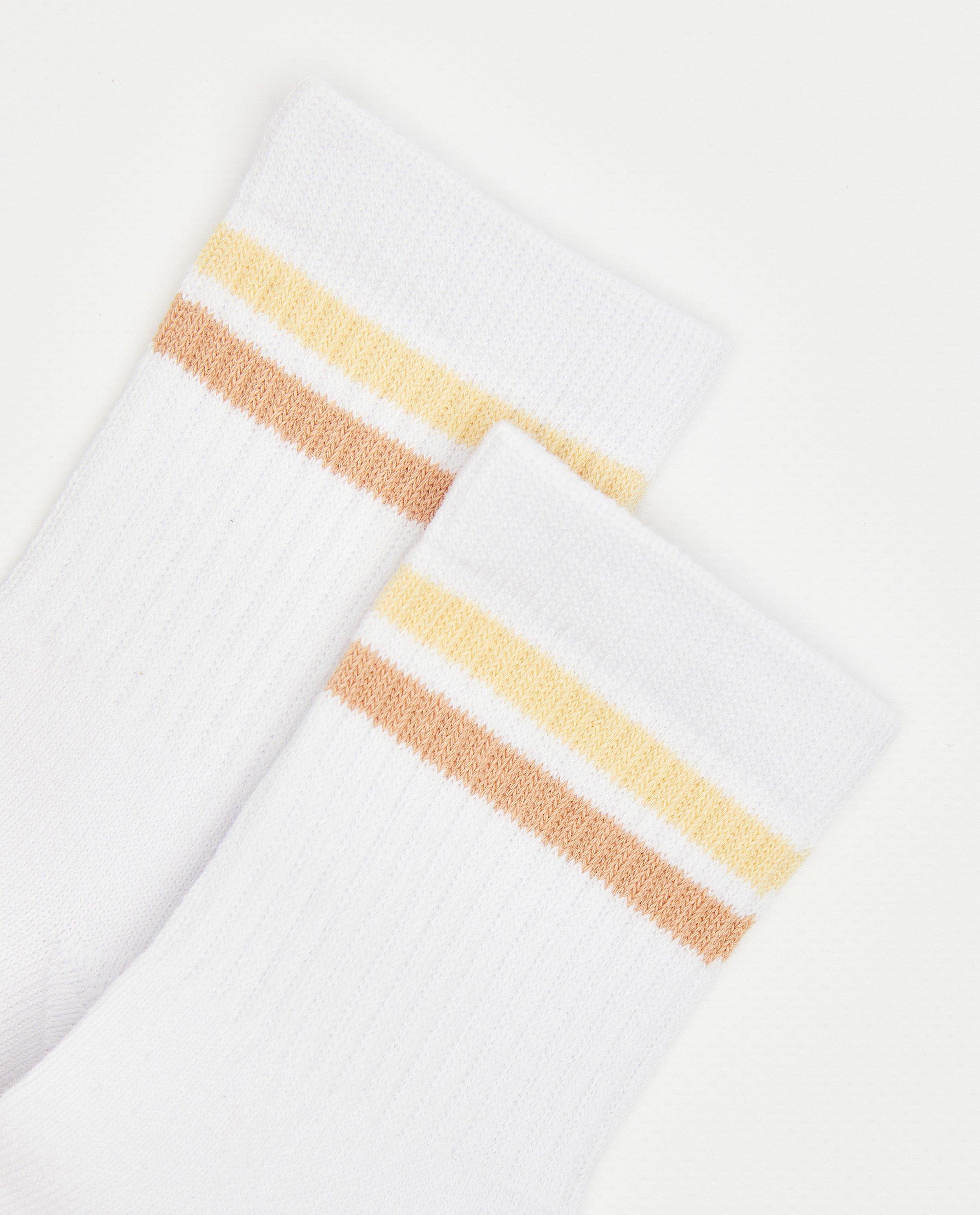 Chaussettes - Chaussettes blanches à rayures bleues