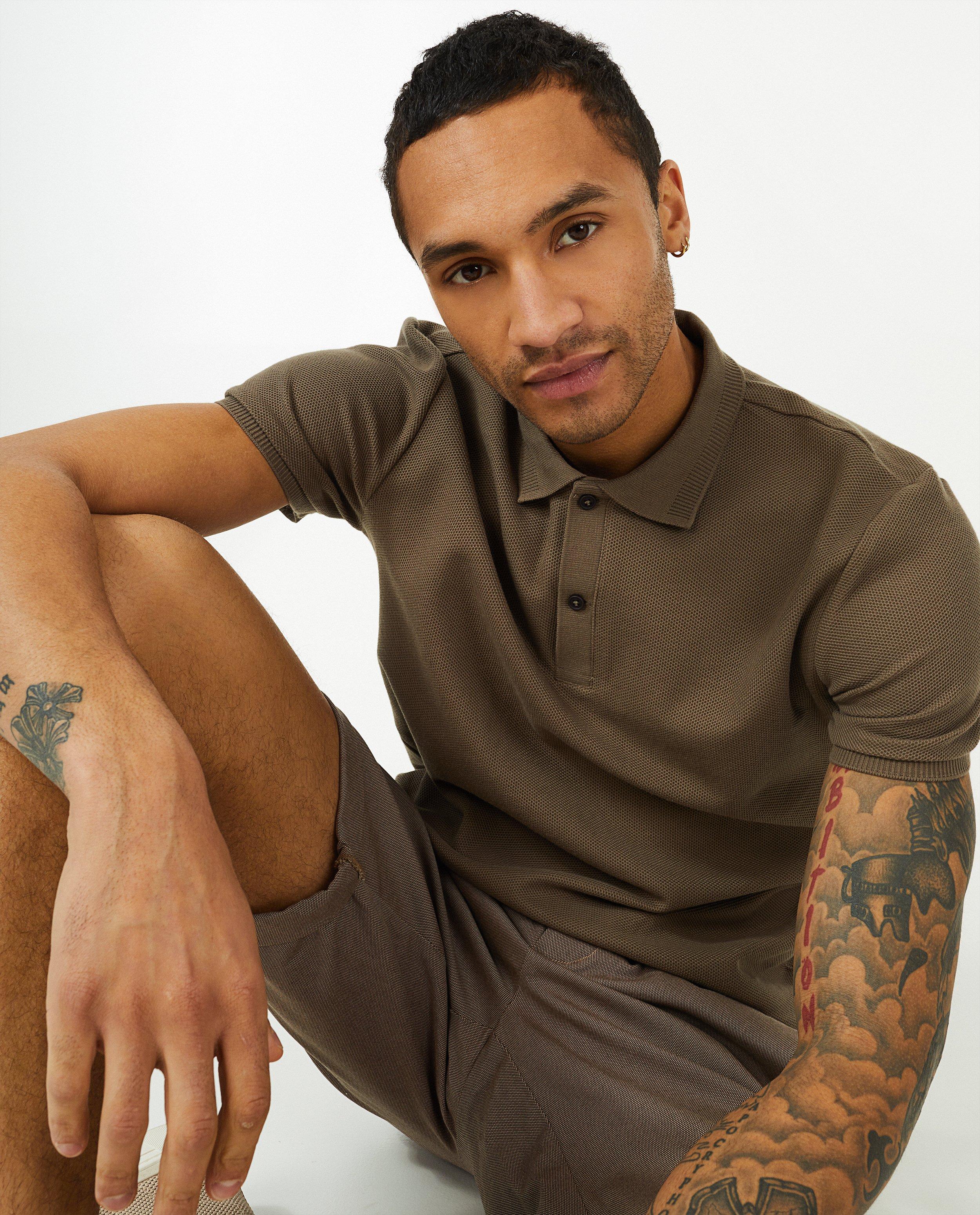 Bruine polo met ribboorden - null - Quarterback