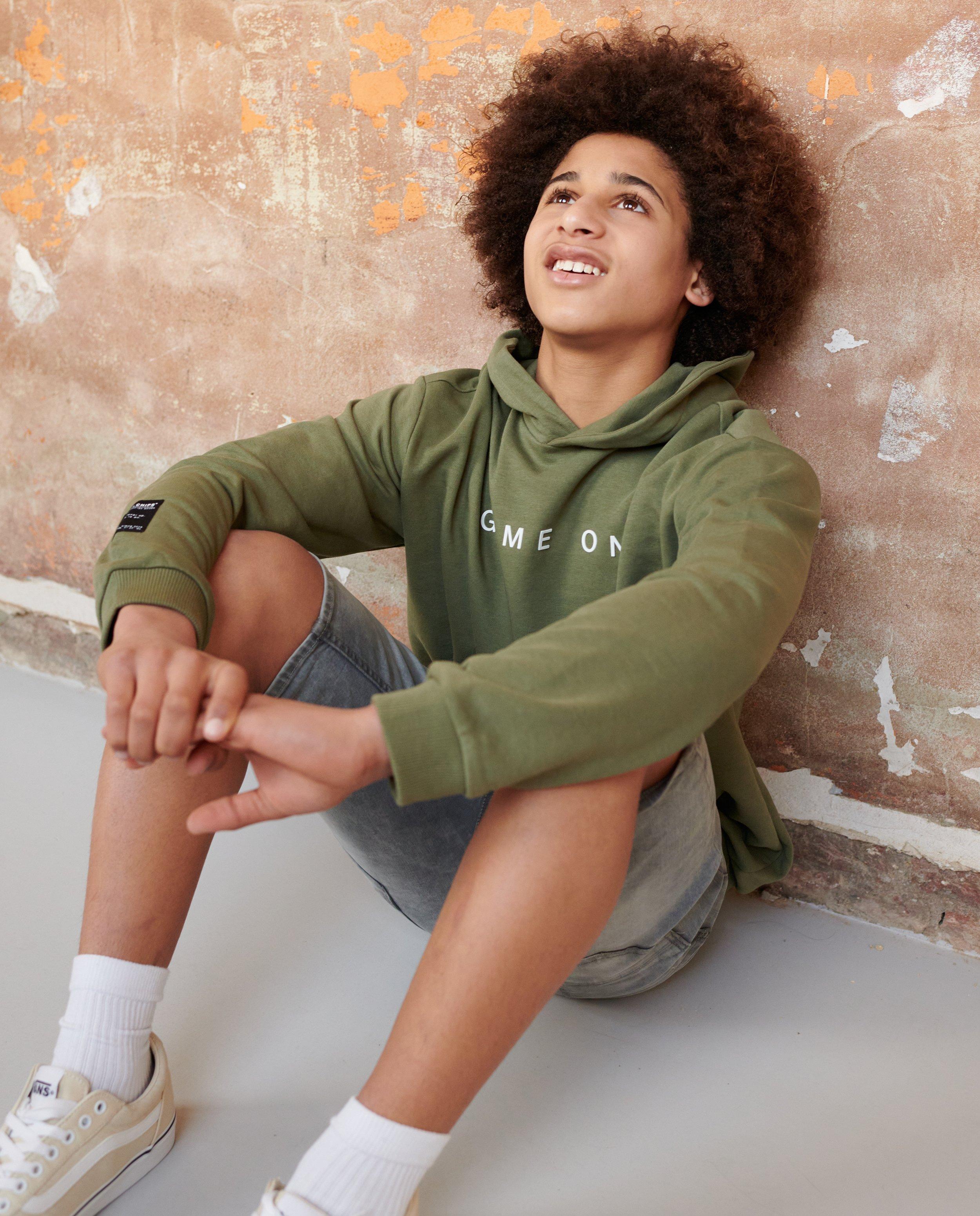 Sweaters - Groene hoodie met opschrift