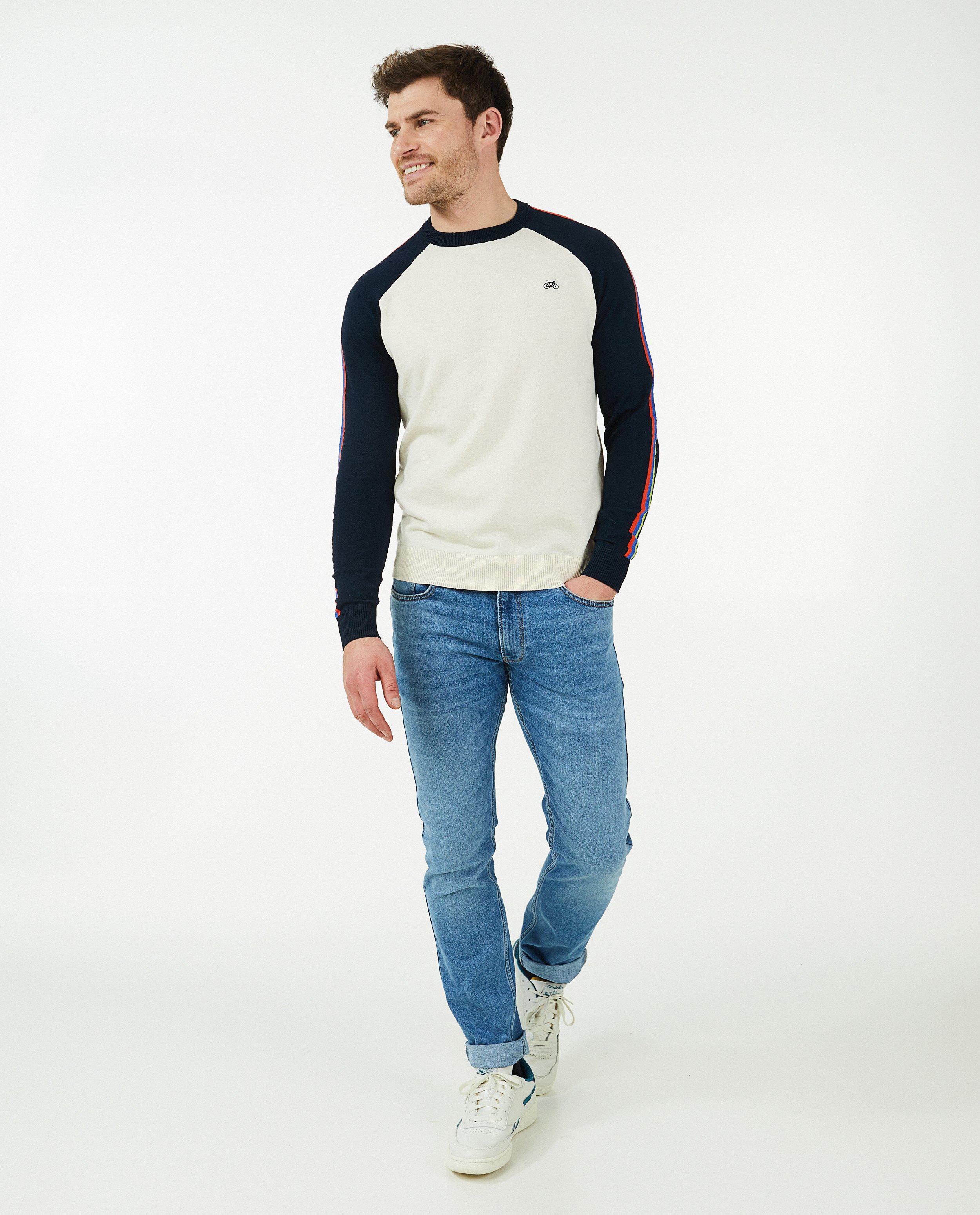 Pull blanc avec color block Baptiste - null - Baptiste