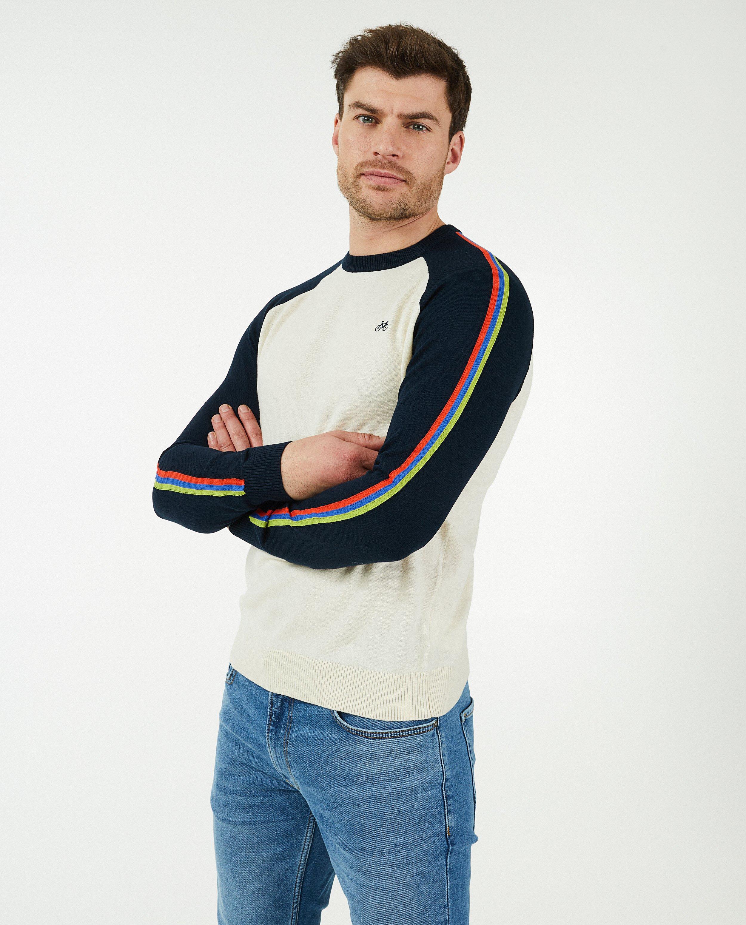 Pulls - Pull blanc avec color block Baptiste
