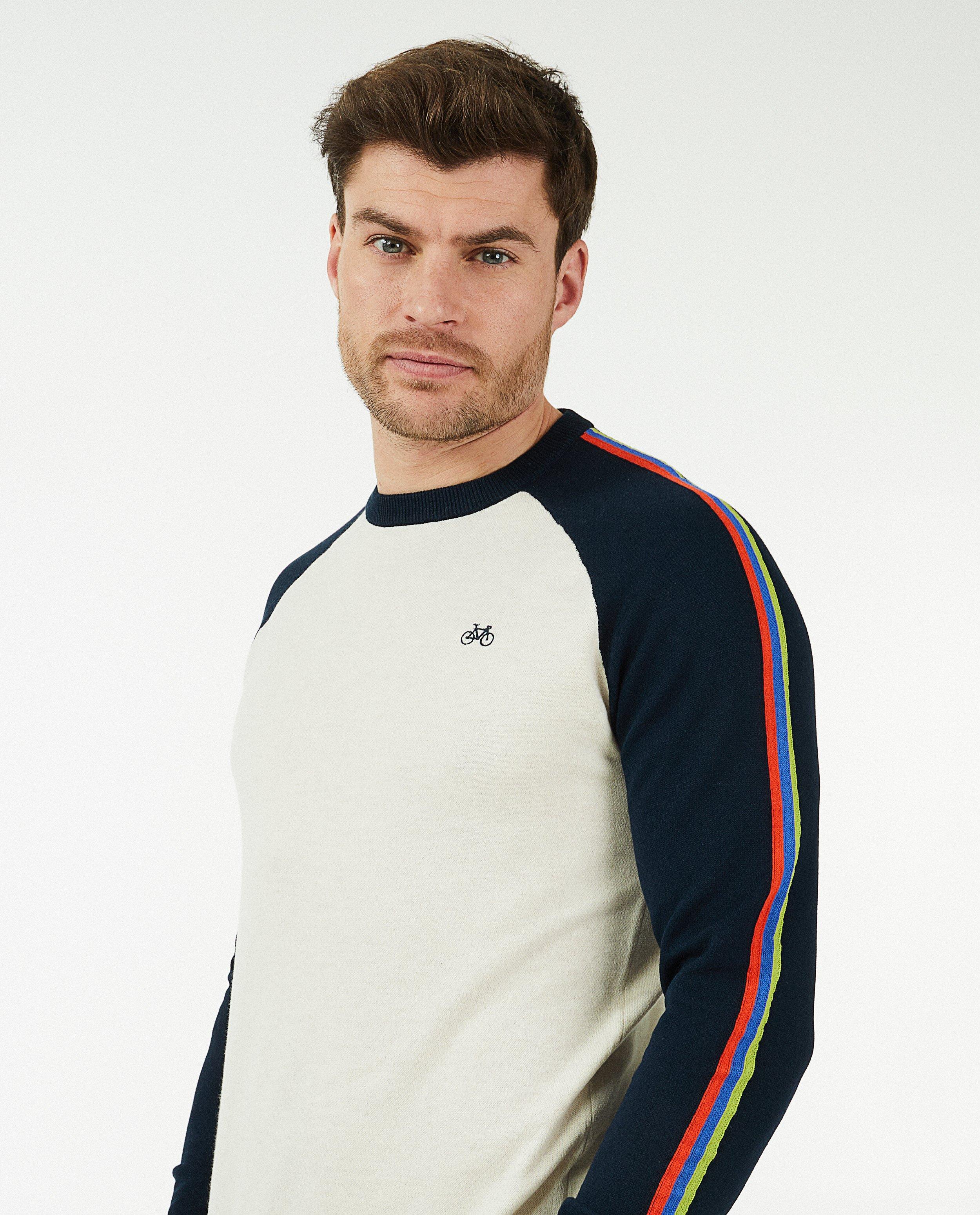 Pulls - Pull blanc avec color block Baptiste