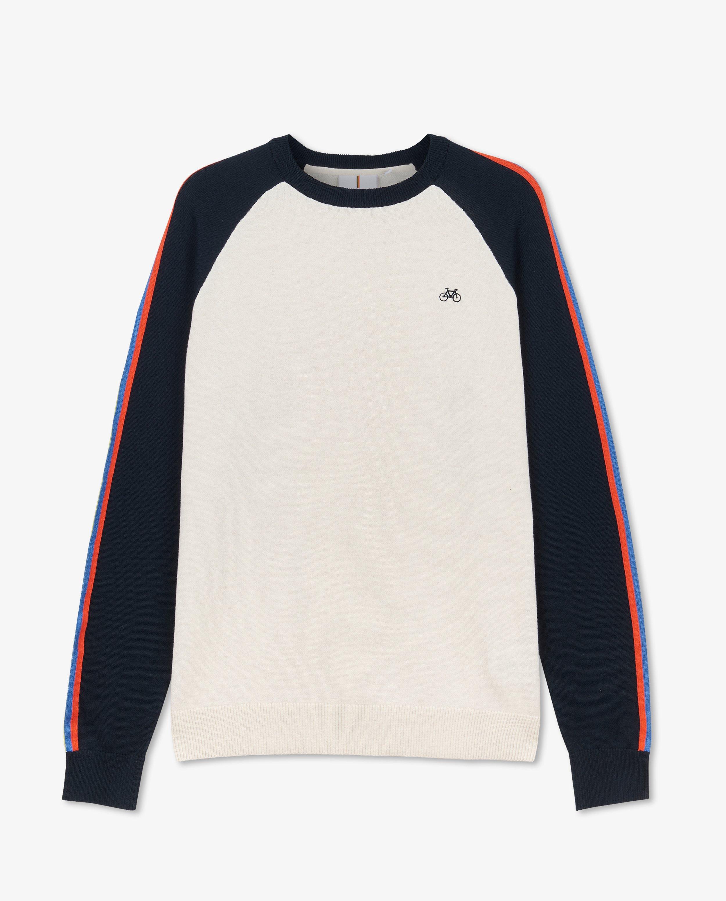 Pulls - Pull blanc avec color block Baptiste