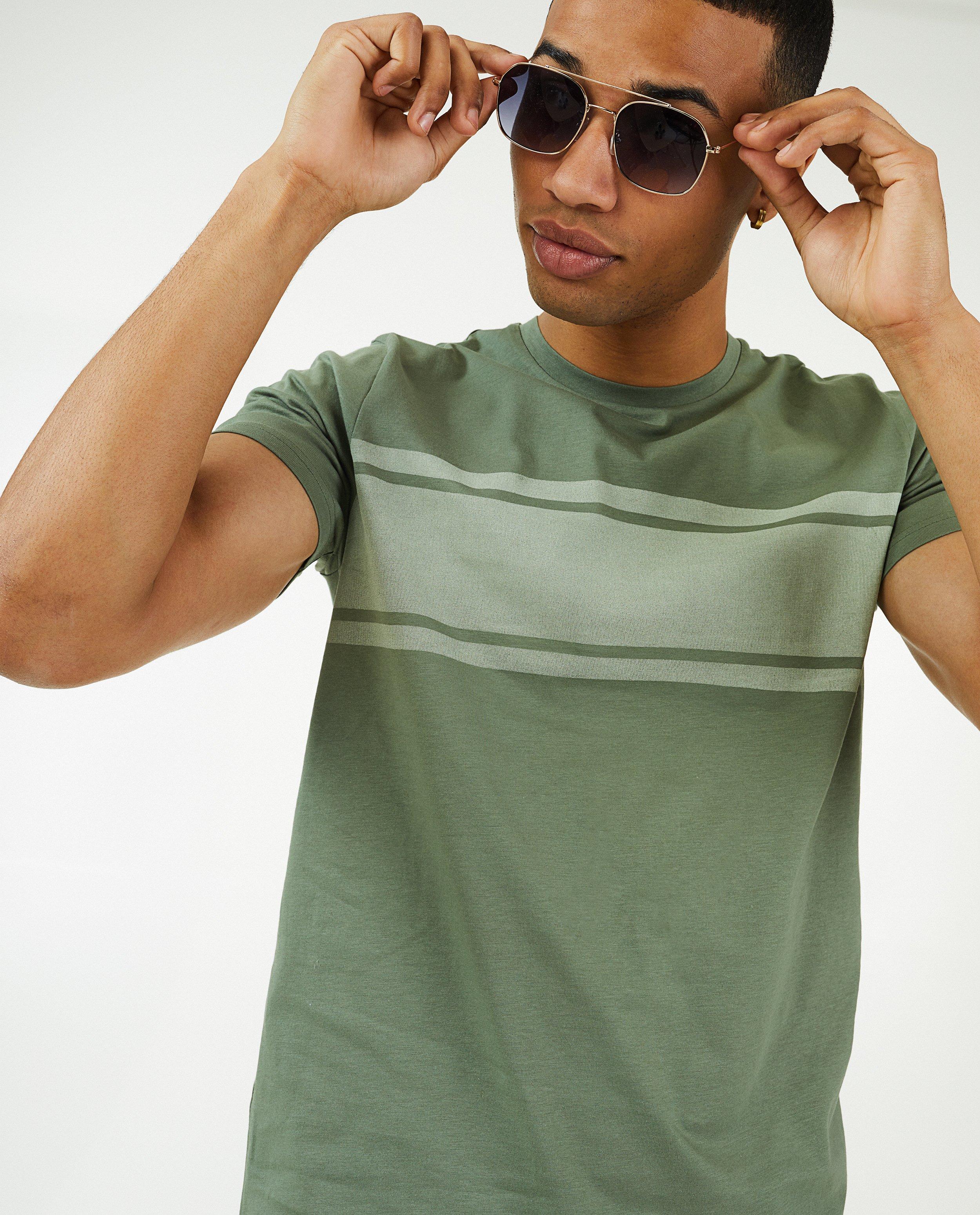 Groen T-shirt met strepen - null - Quarterback