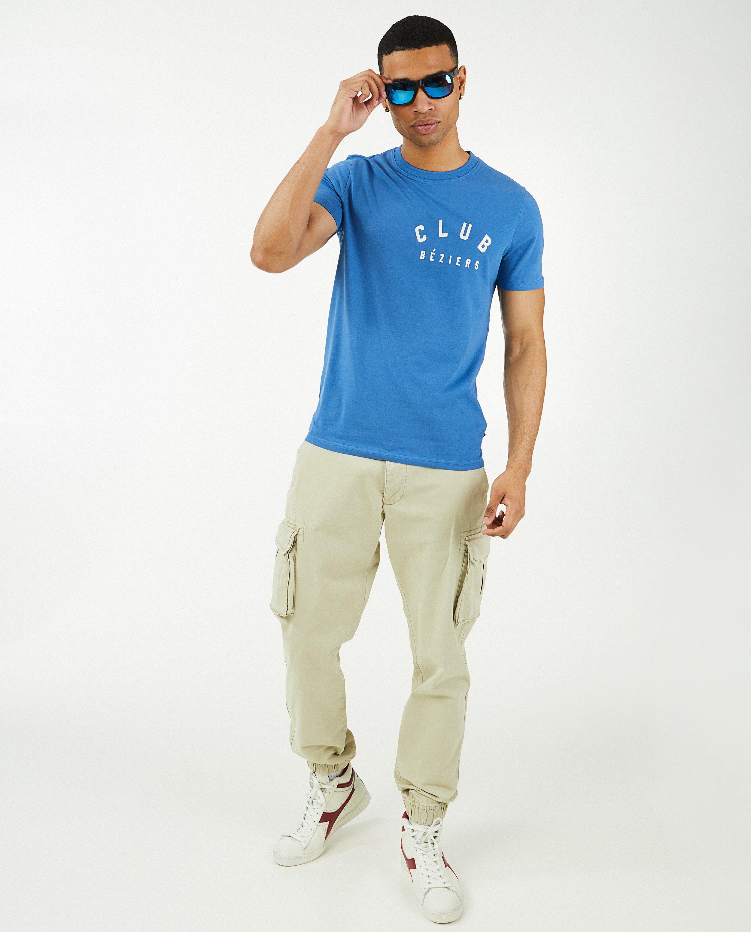 Blauw T-shirt met opschrift - null - Quarterback