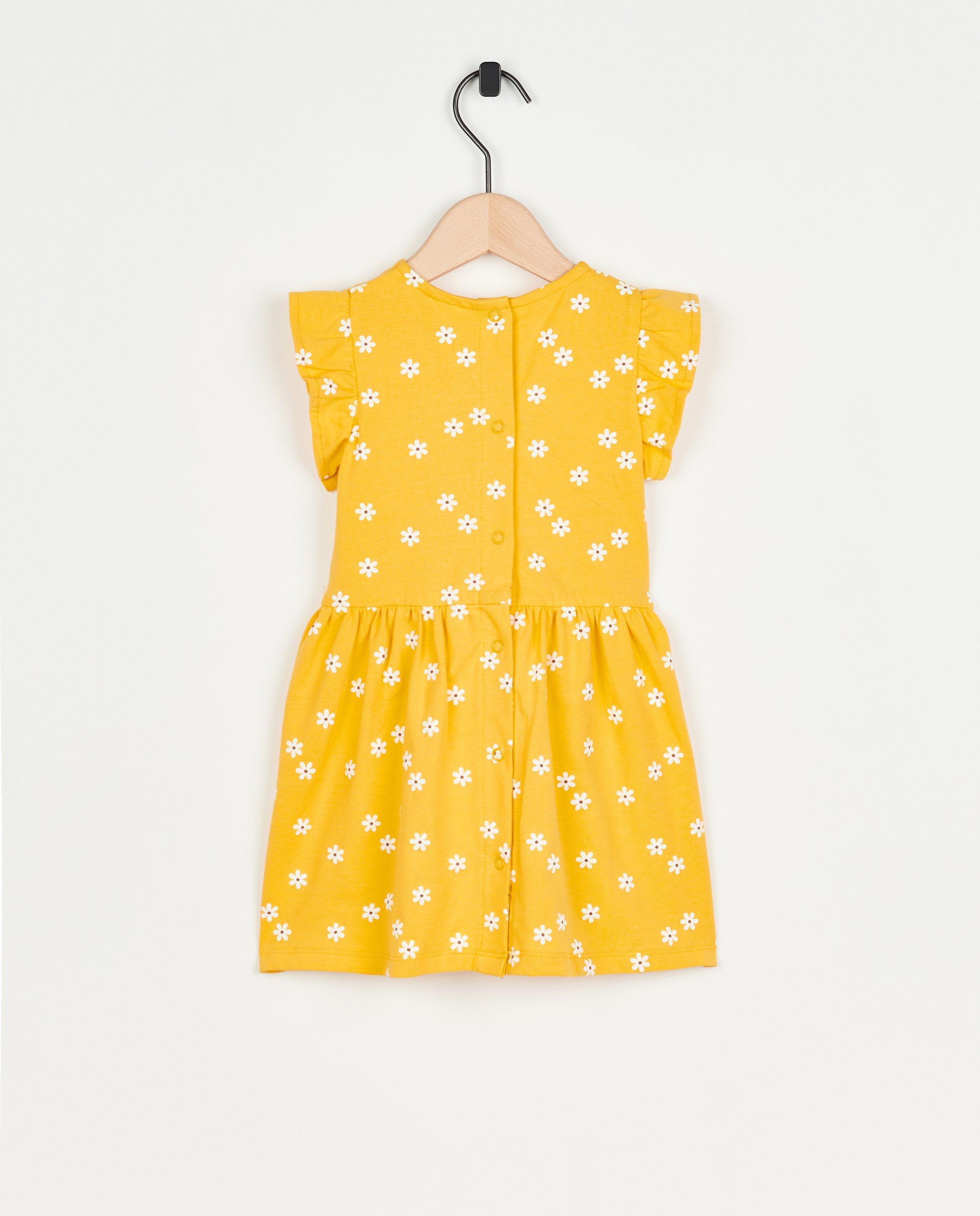 Kleedjes - Gele jurk met bloemenprint