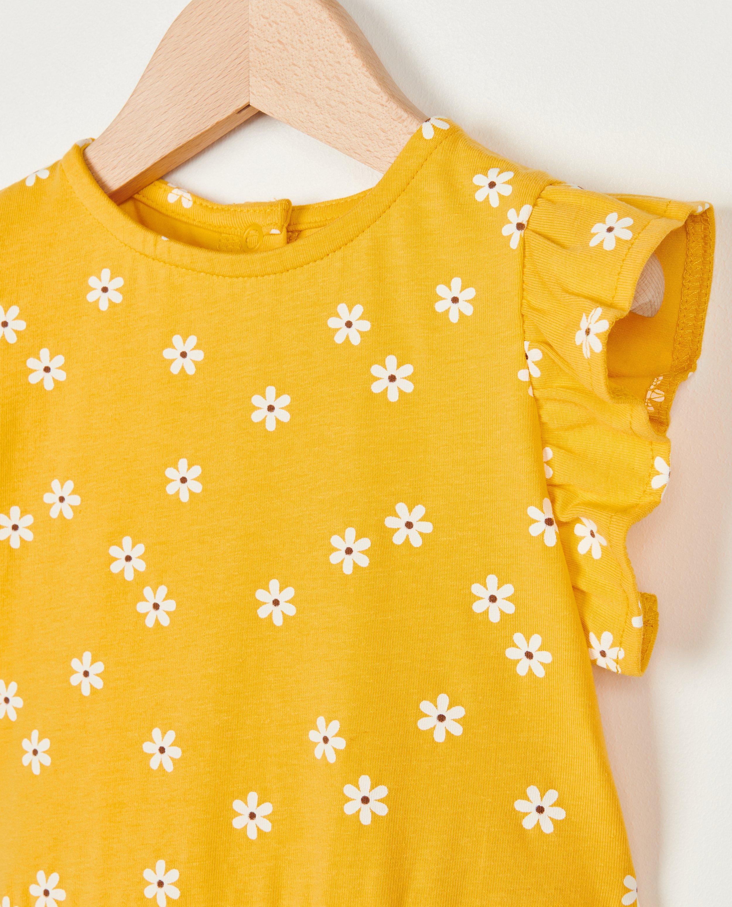 Kleedjes - Gele jurk met bloemenprint