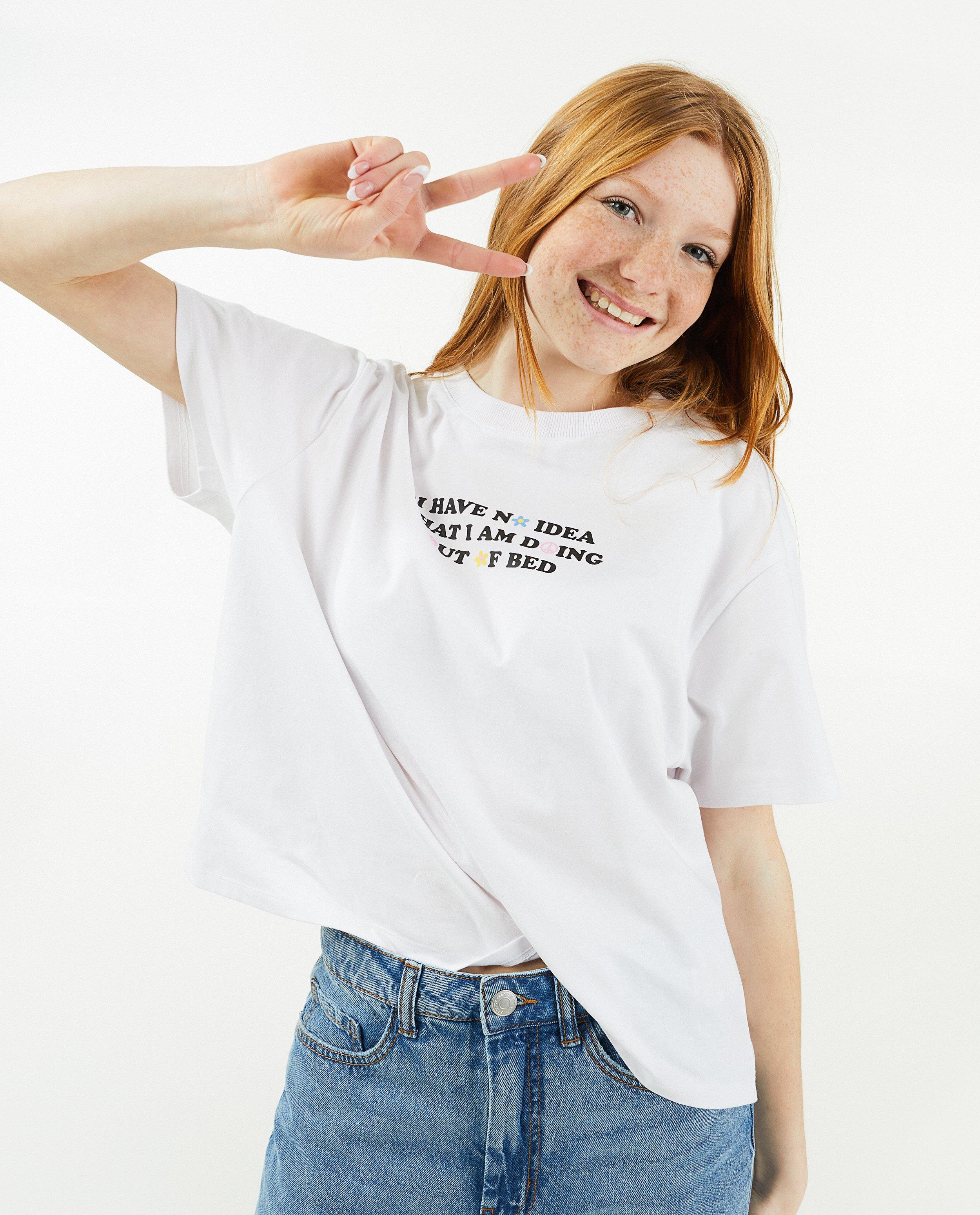 T-shirts - Wit T-shirt met opschrift