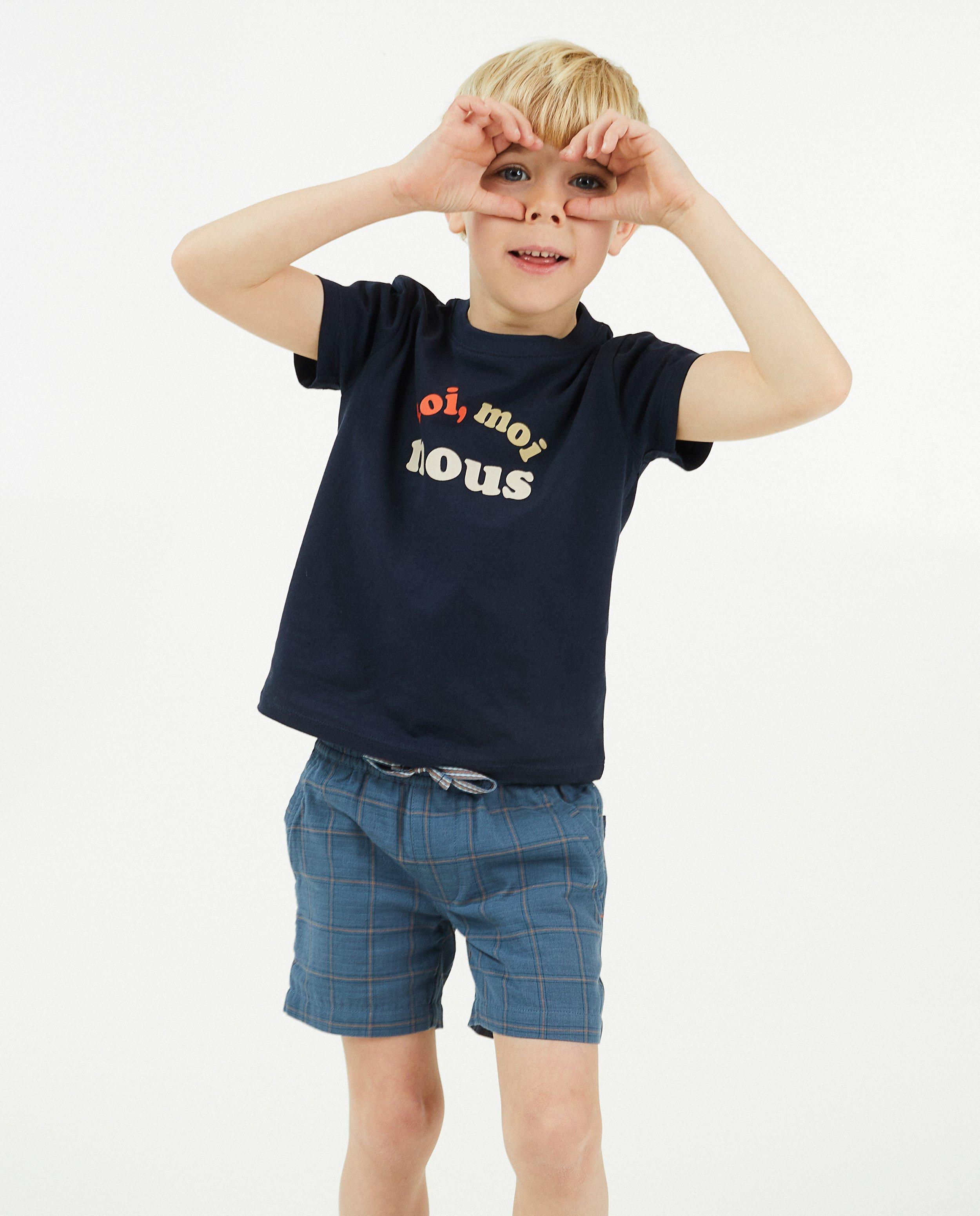 T-shirts - T-shirt bleu foncé à inscription, 2-7 ans