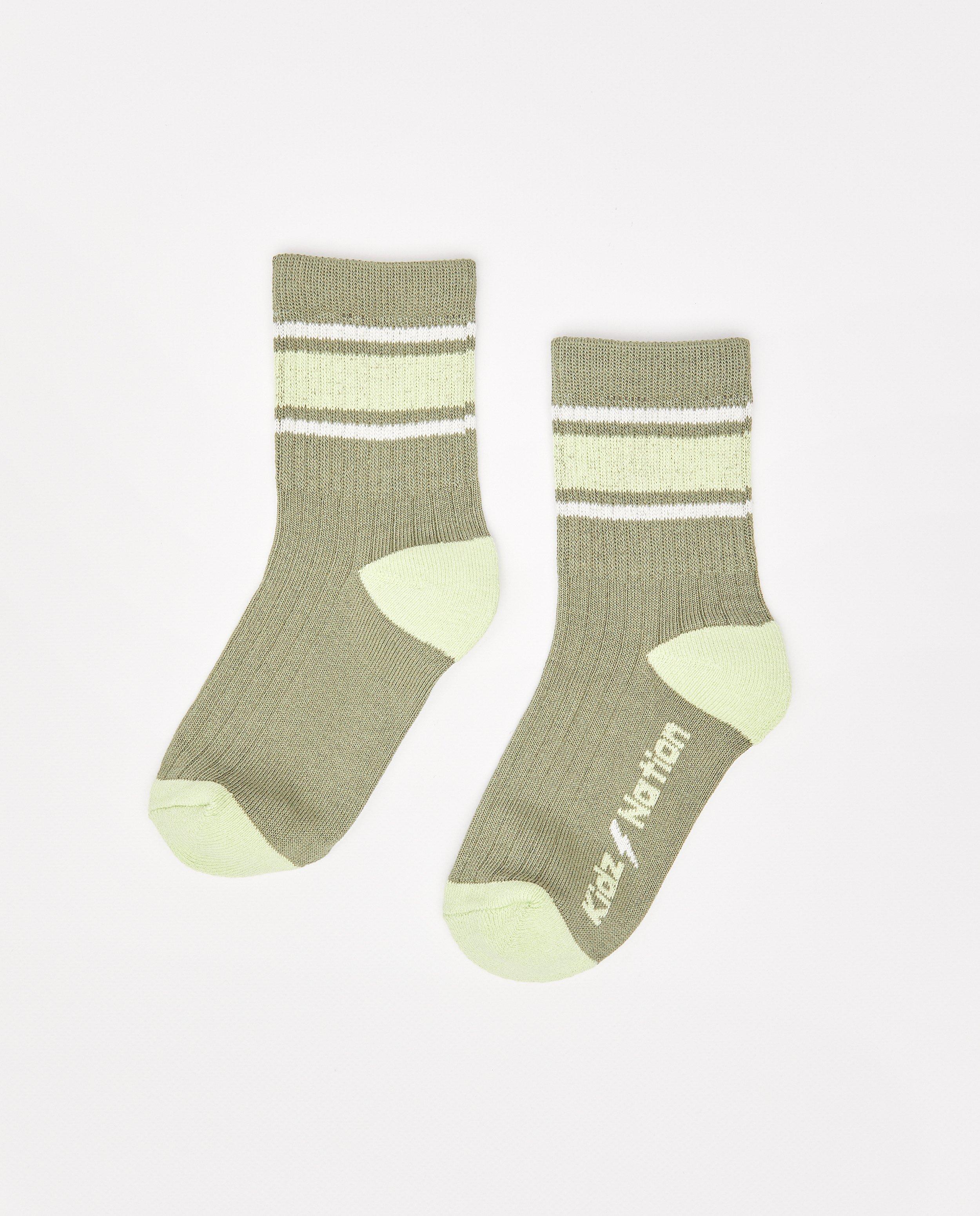 Chaussettes vertes rayées - null - JBC