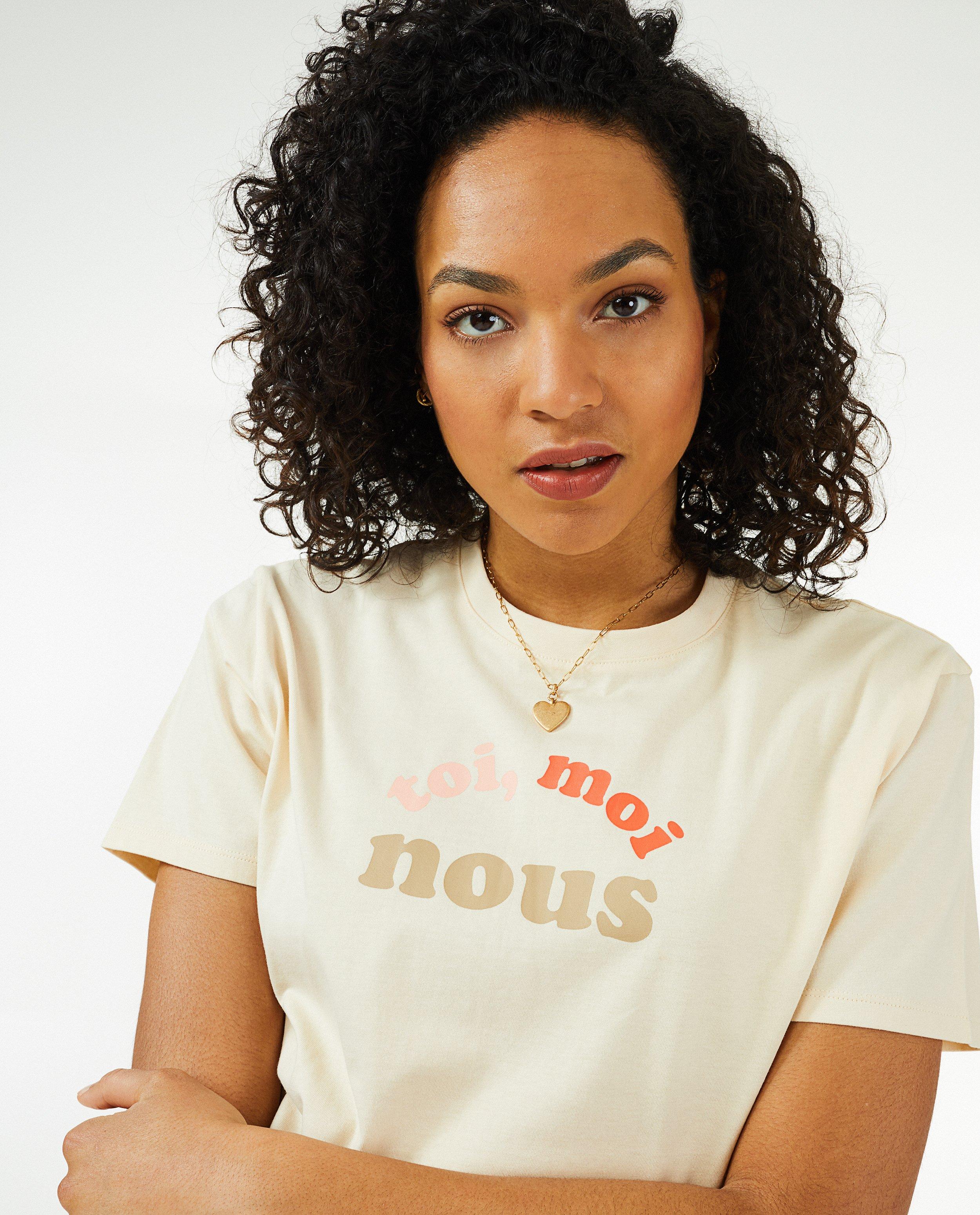Beige T-shirt met opschrift, dames - Product Detail - wit - afbeelding nummer 1