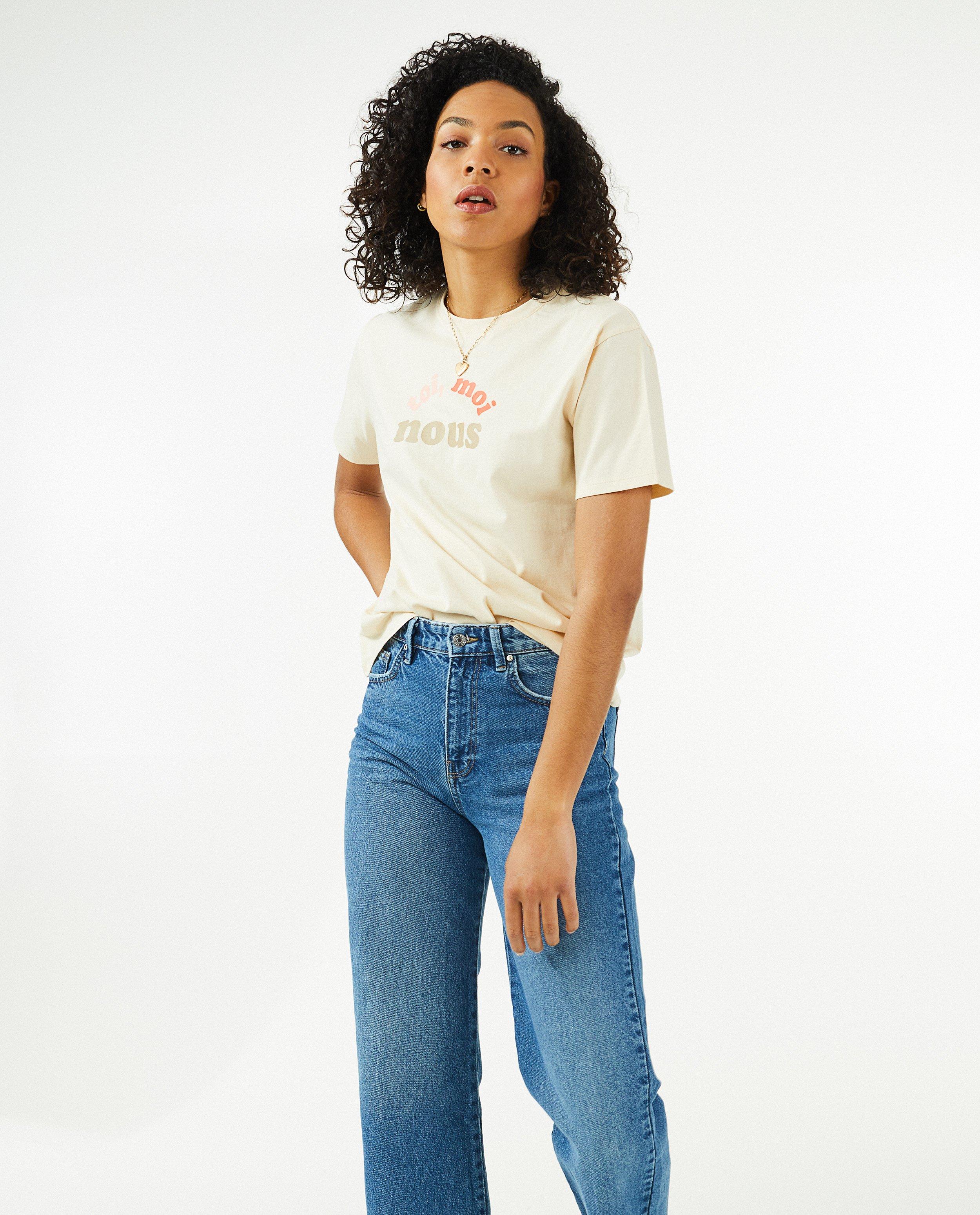 Beige T-shirt met opschrift, dames - Product Detail - wit - afbeelding nummer 4