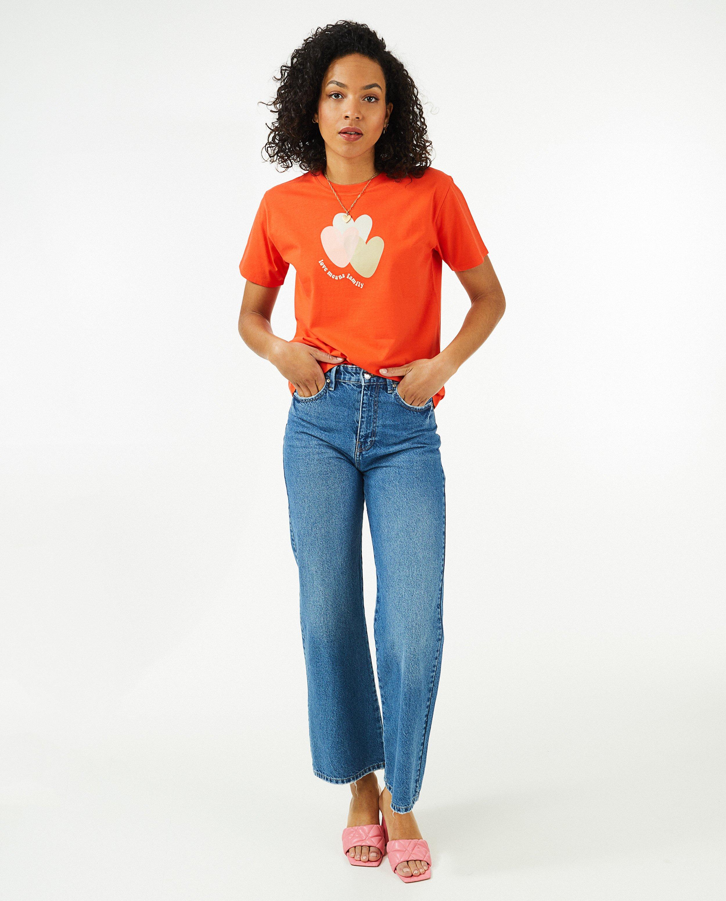 Rood T-shirt met print, dames - Product Detail - felrood - afbeelding nummer 1