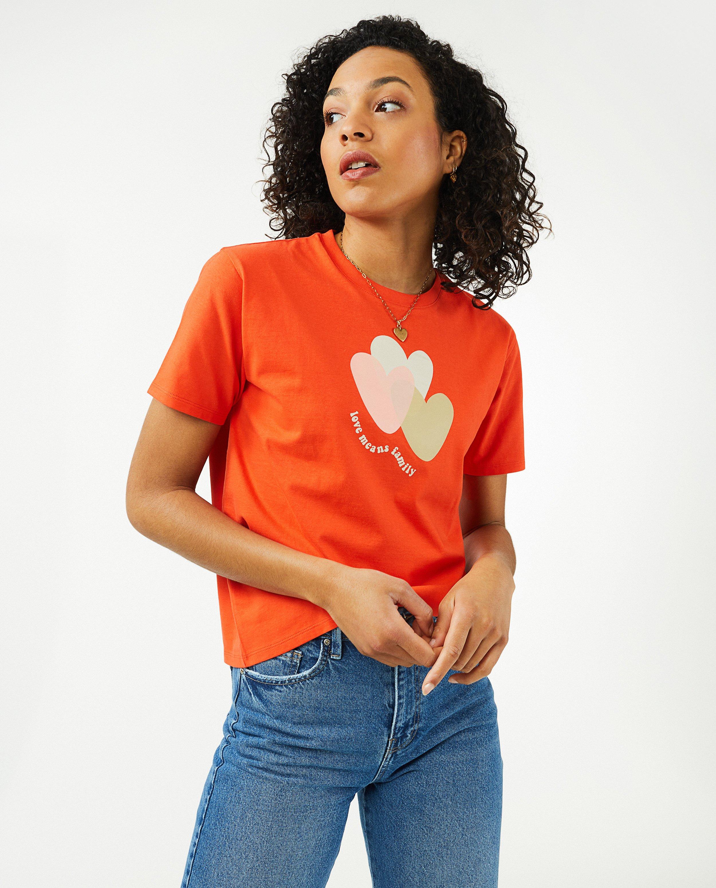 Rood T-shirt met print, dames - Product Detail - felrood - afbeelding nummer 2