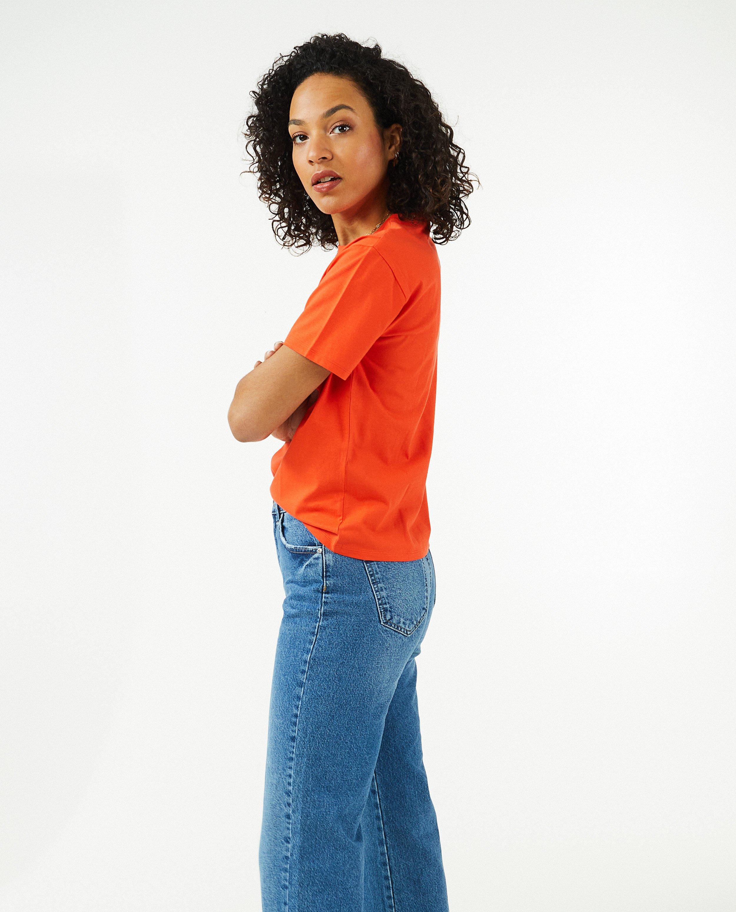 Rood T-shirt met print, dames - Product Detail - felrood - afbeelding nummer 3