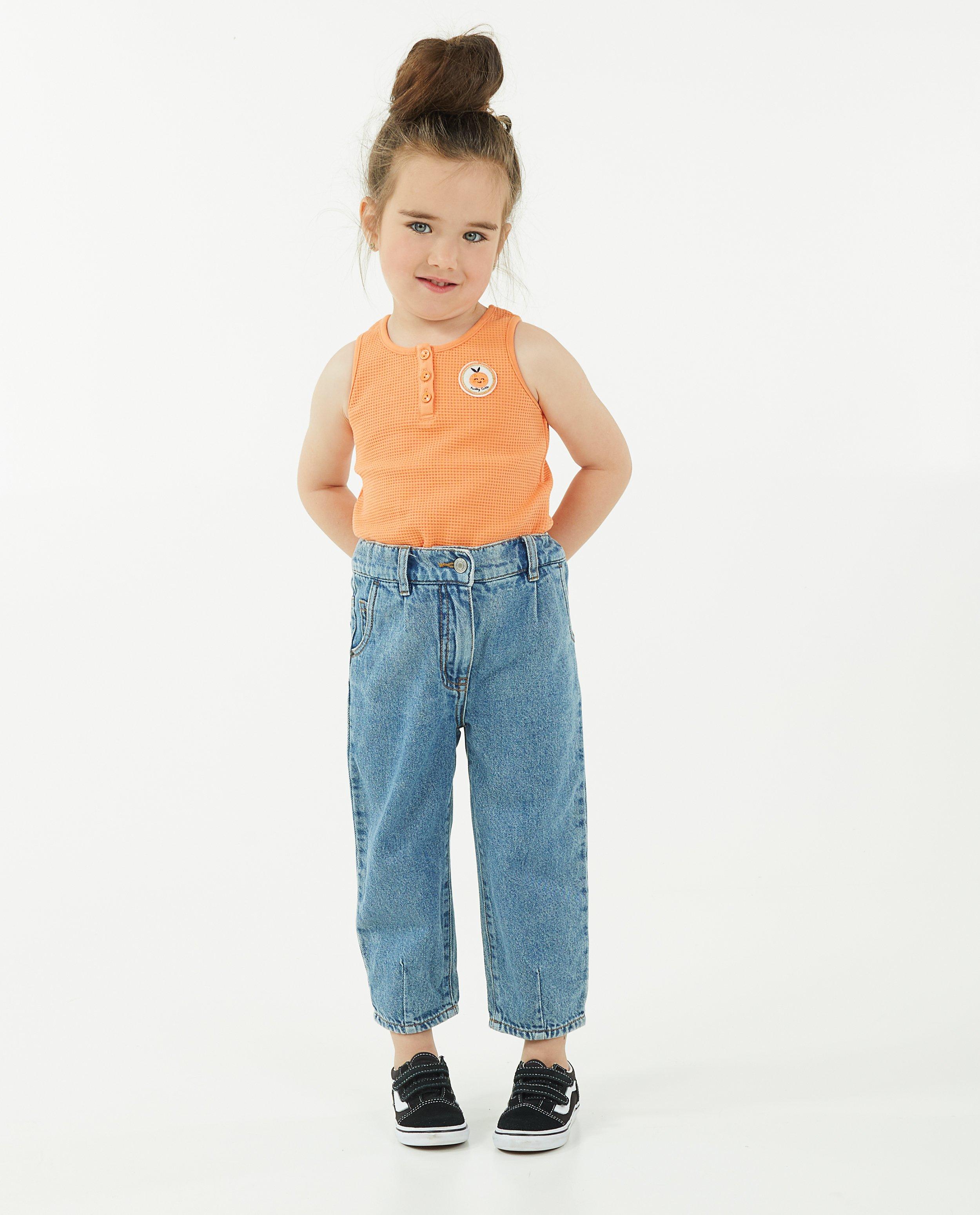 Oranje T-shirt met wafelpatroon - null - Milla Star