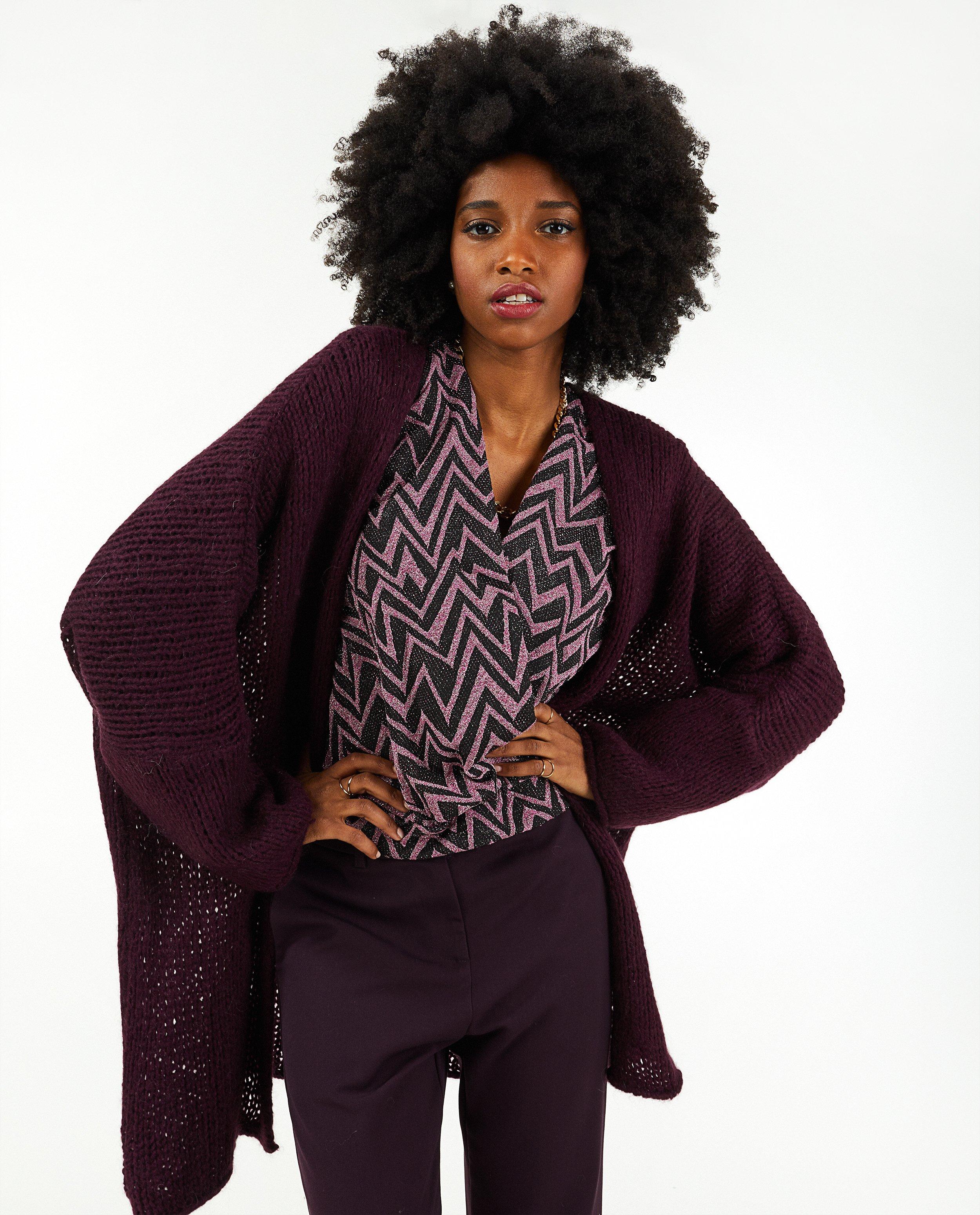Cardigan - Lange paarse cardigan