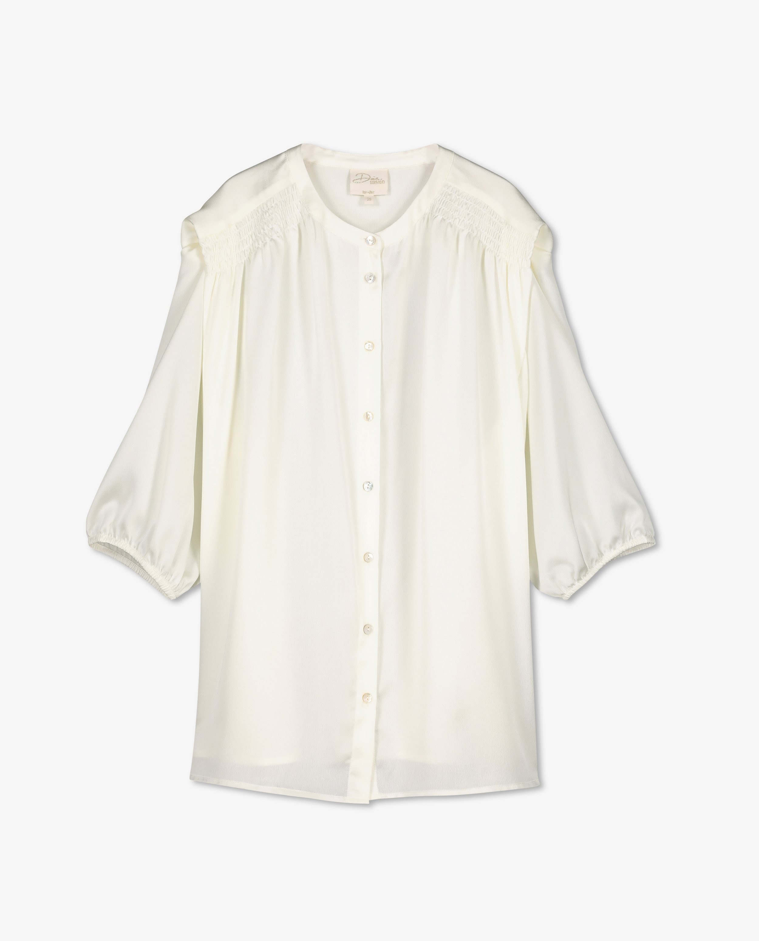 Hemden - Ecru blouse met sierbiezen
