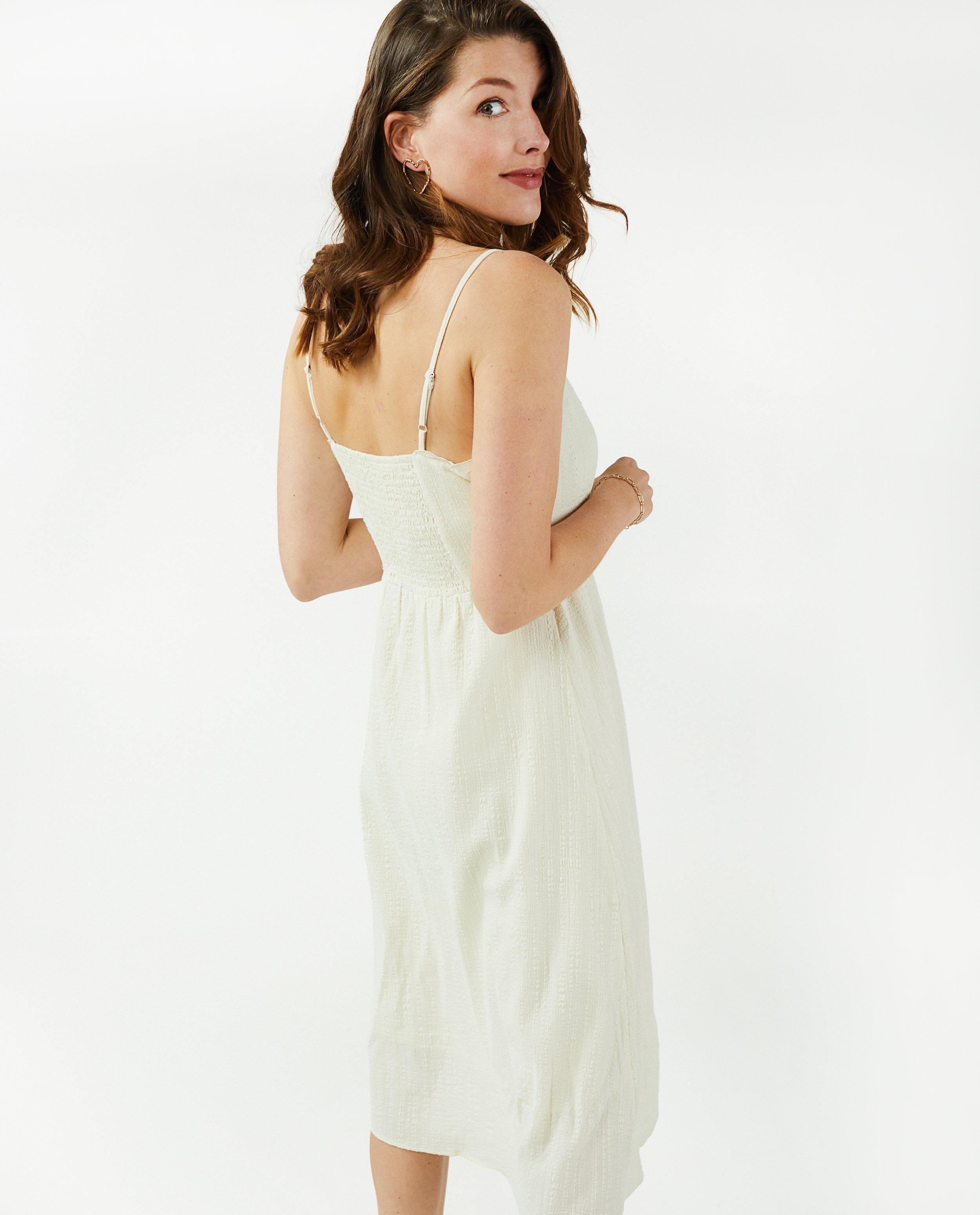 Robe blanche avec une rang&eacute;e de boutons - D&eacute;tails du produit - blanc - image num&eacute;ro 5