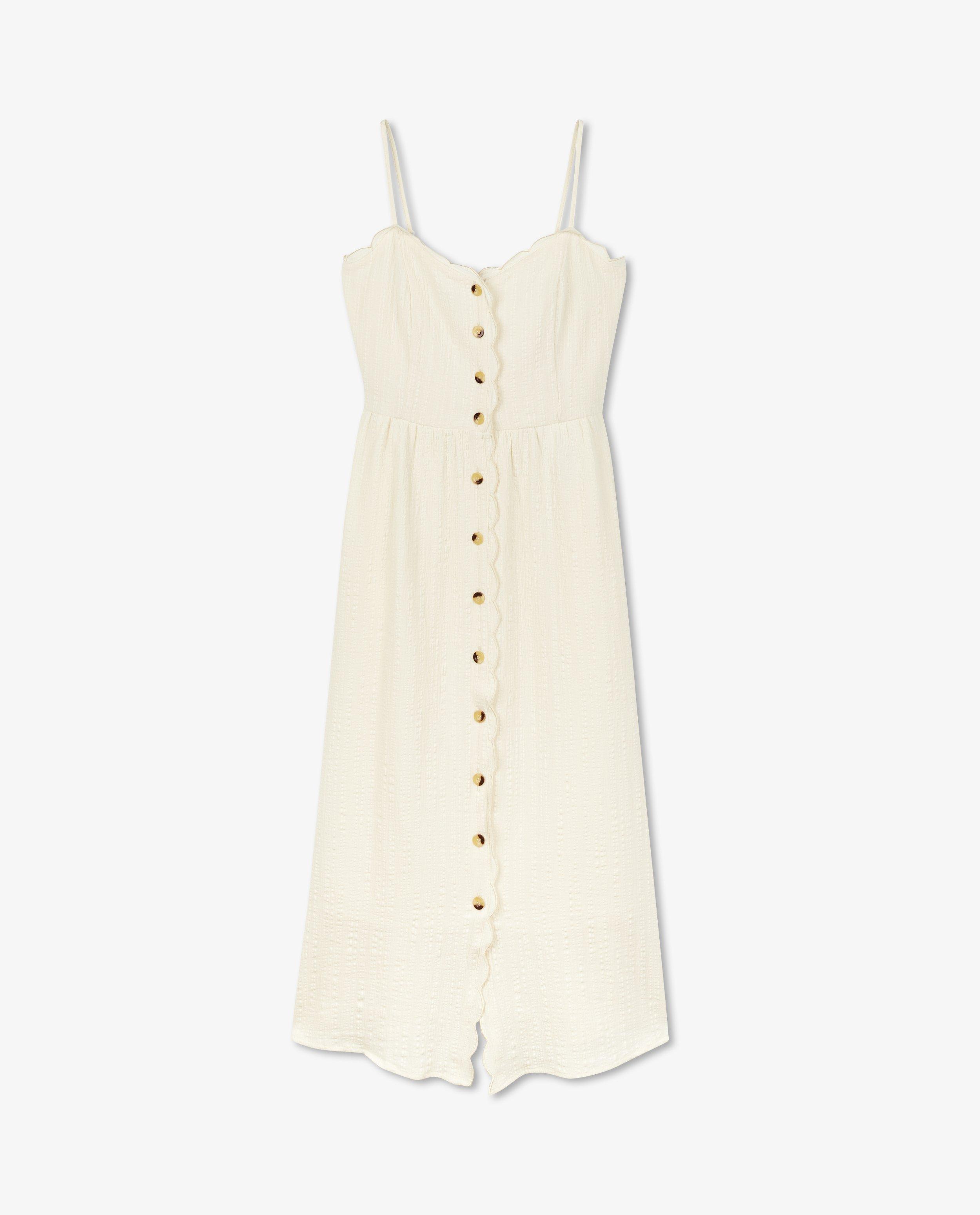 Robe blanche avec une rang&eacute;e de boutons - D&eacute;tails du produit - blanc - image num&eacute;ro 7