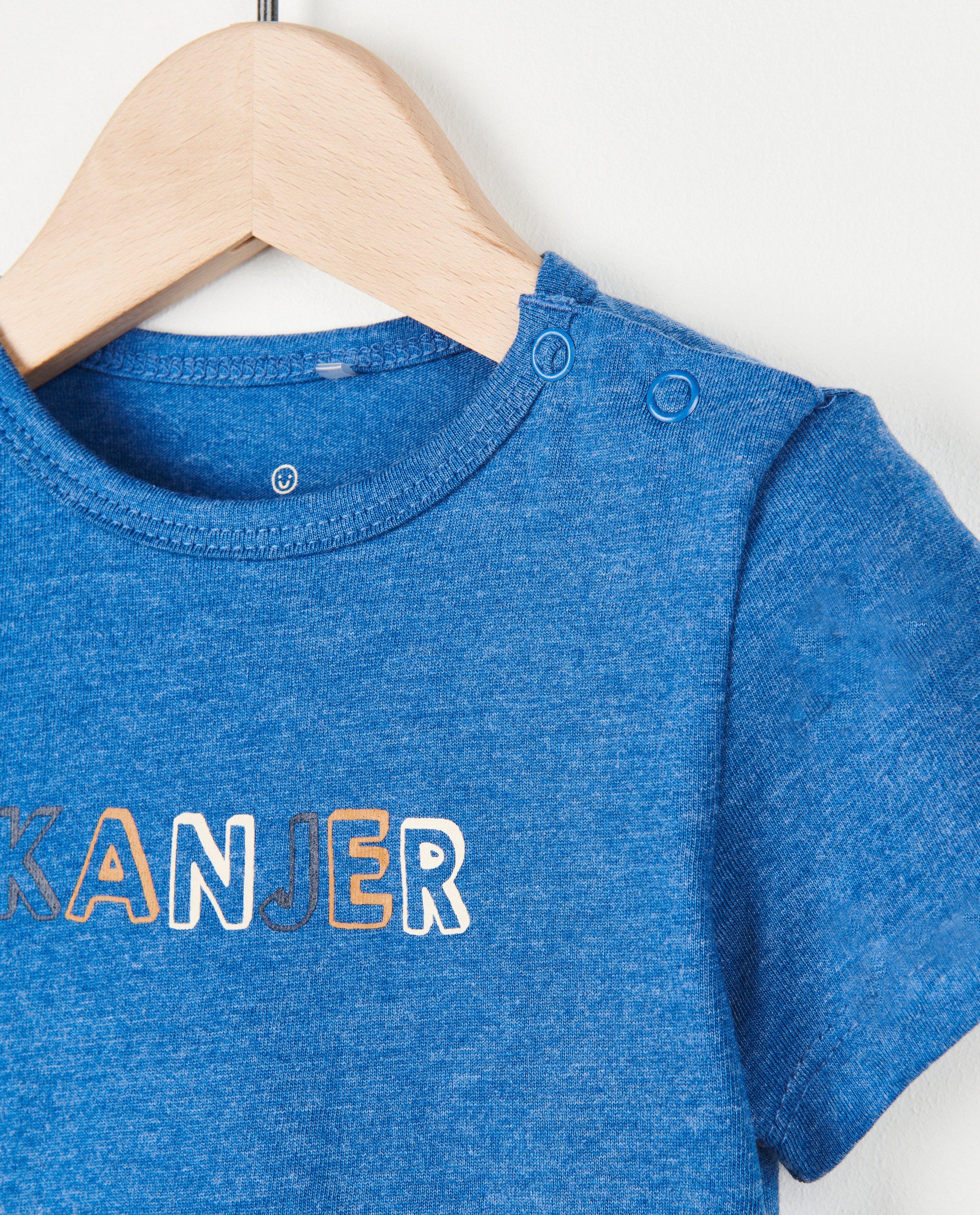 T-shirts - Donkerblauw T-shirt met opschrift