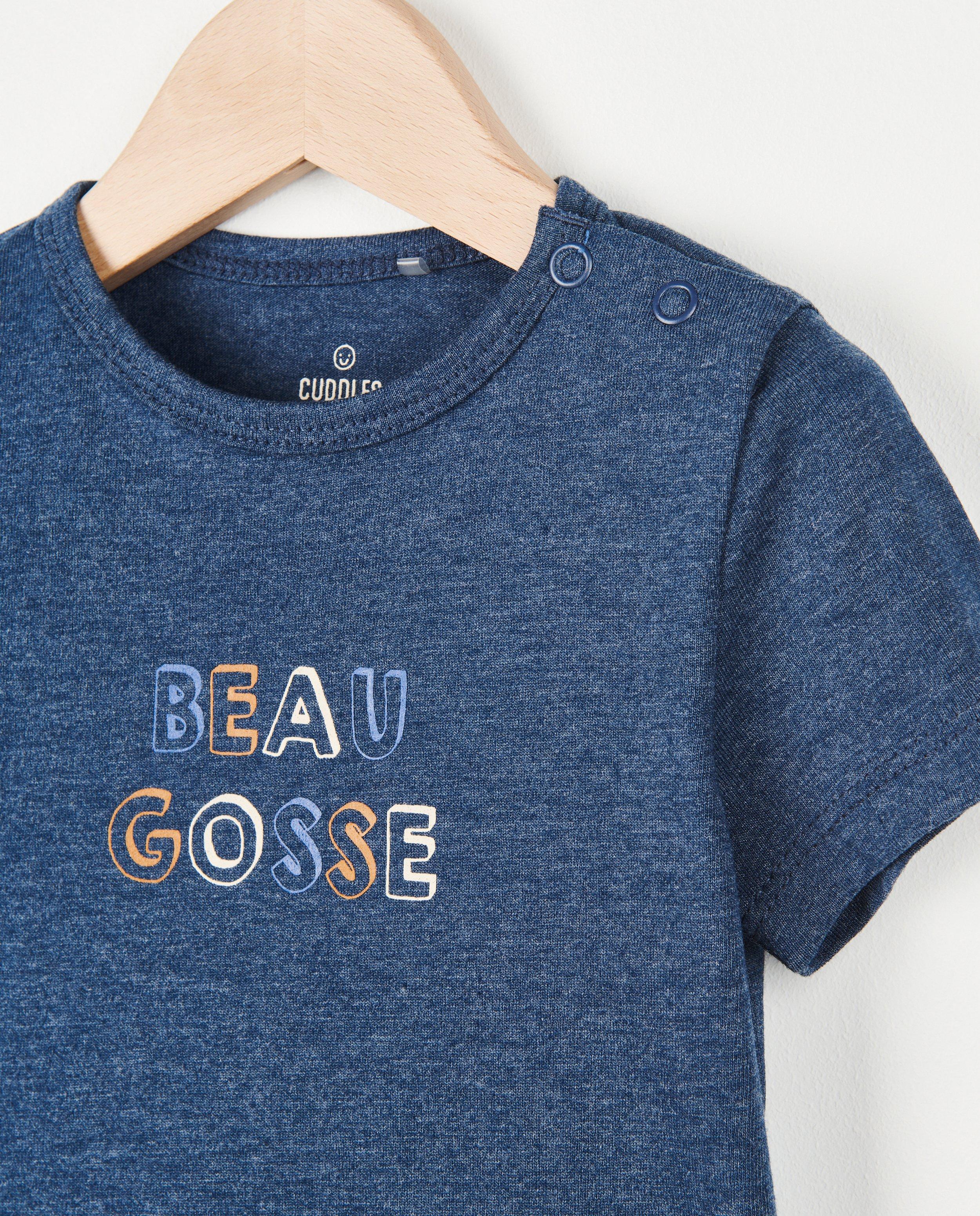 T-shirts - Blauw T-shirt met opschrift (FR)