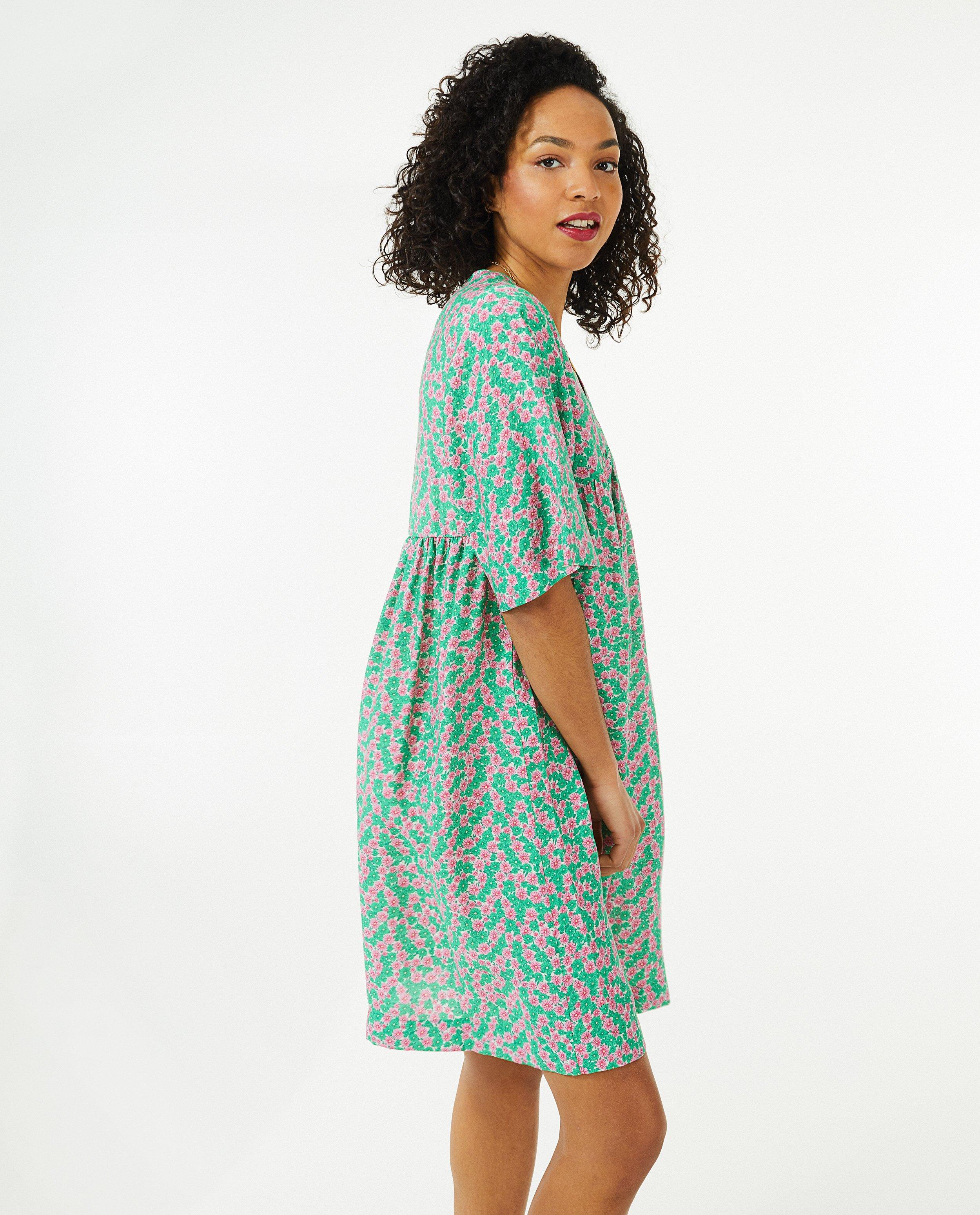 Groene jurk met bloemenprint - null - Sora