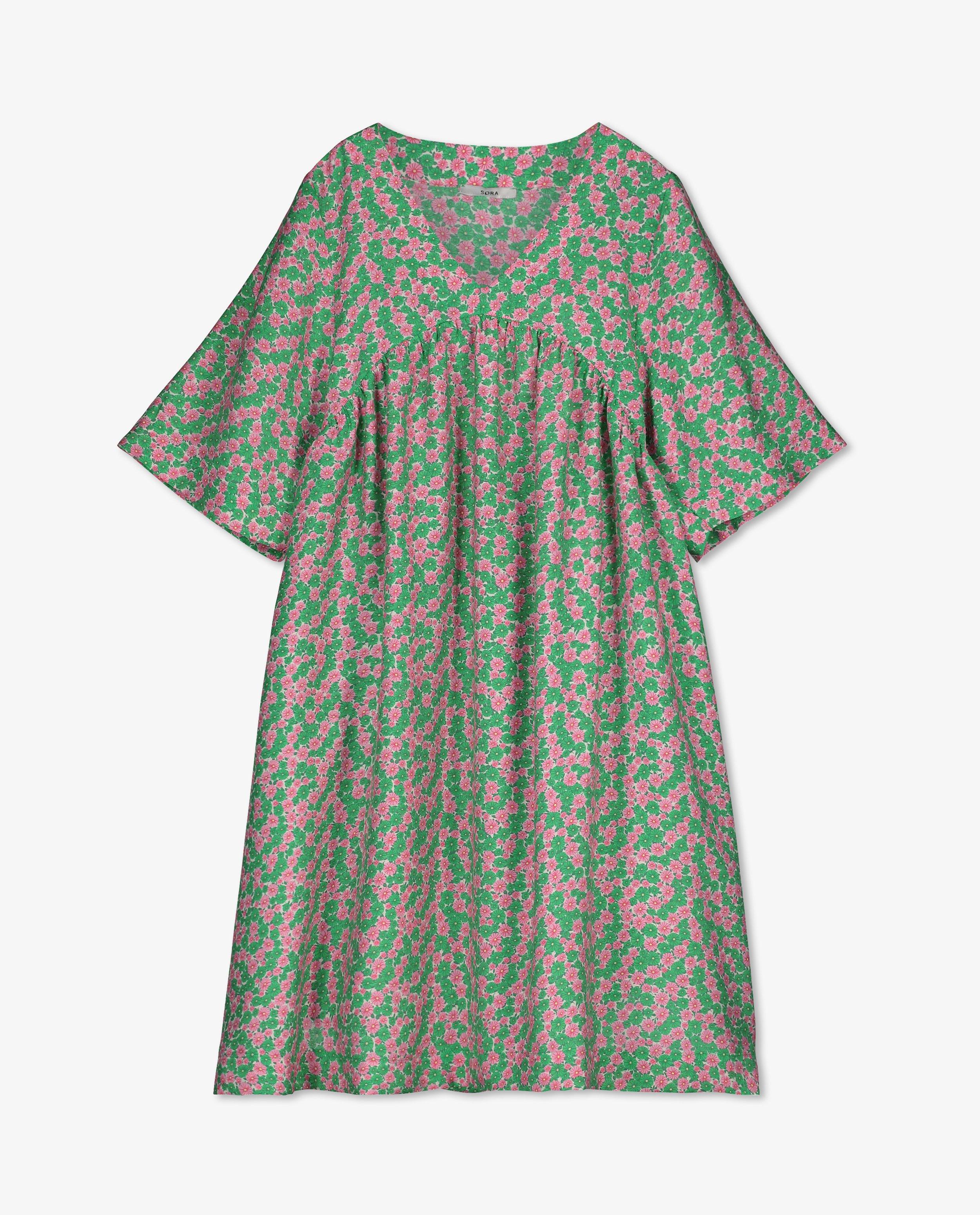 Kleedjes - Groene jurk met bloemenprint
