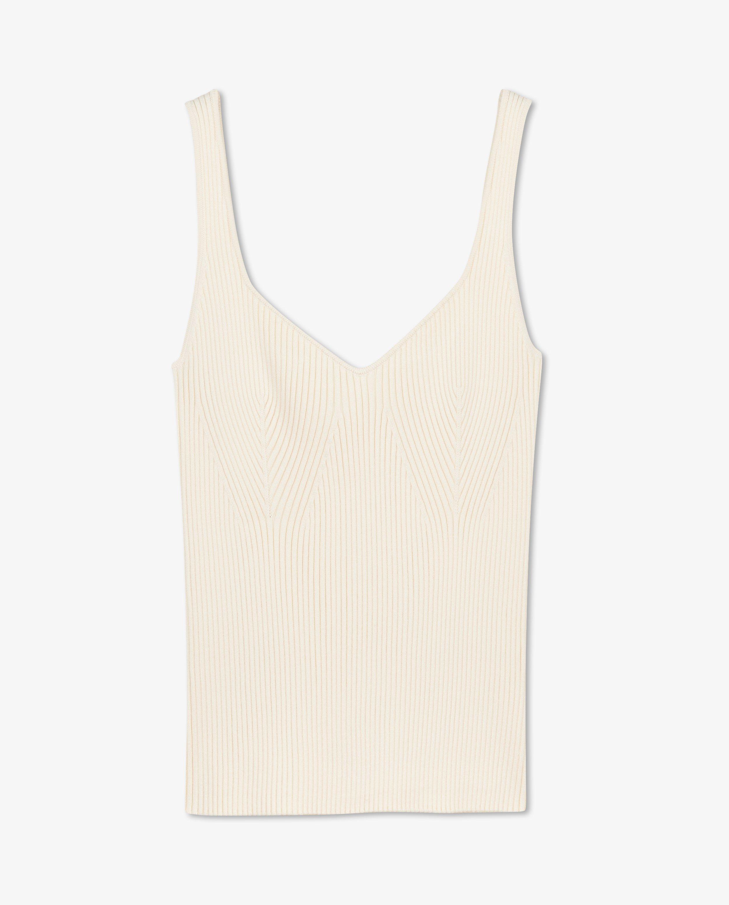 Truien - Ecru top met rib Nanja Massy