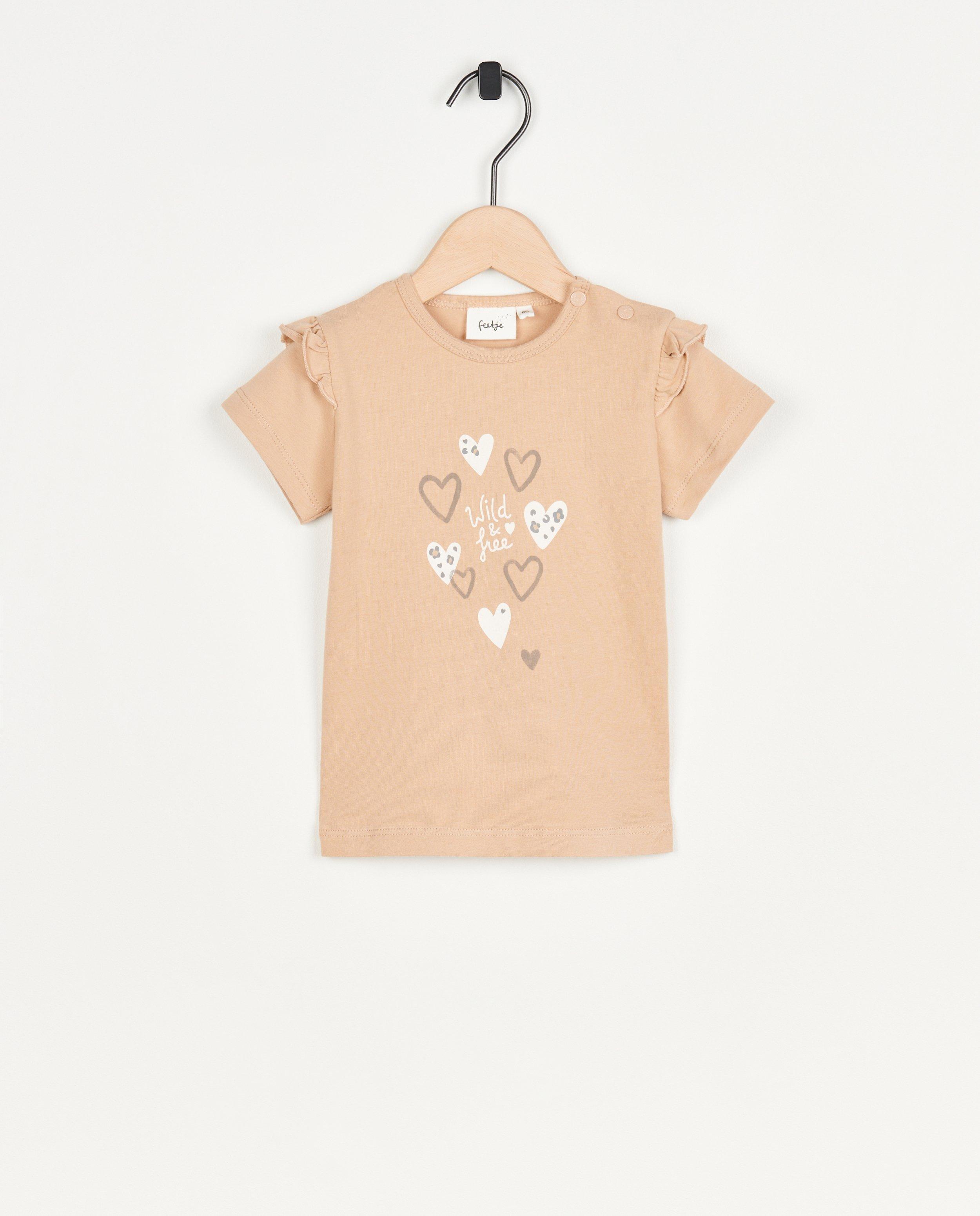 Lichtbruin T-shirt met print - null - Feetje
