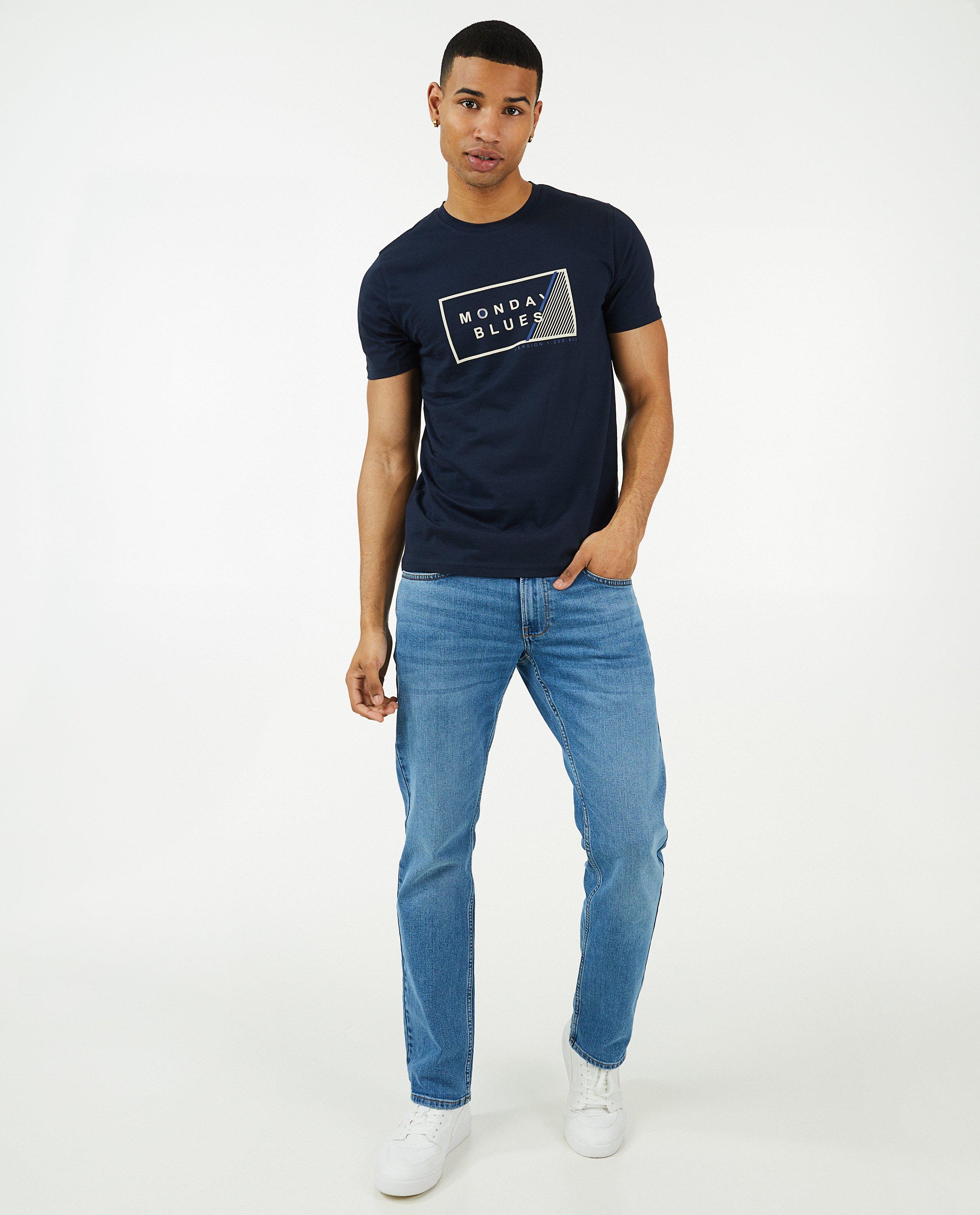 T-shirt bleu foncé à imprimé - null - Quarterback
