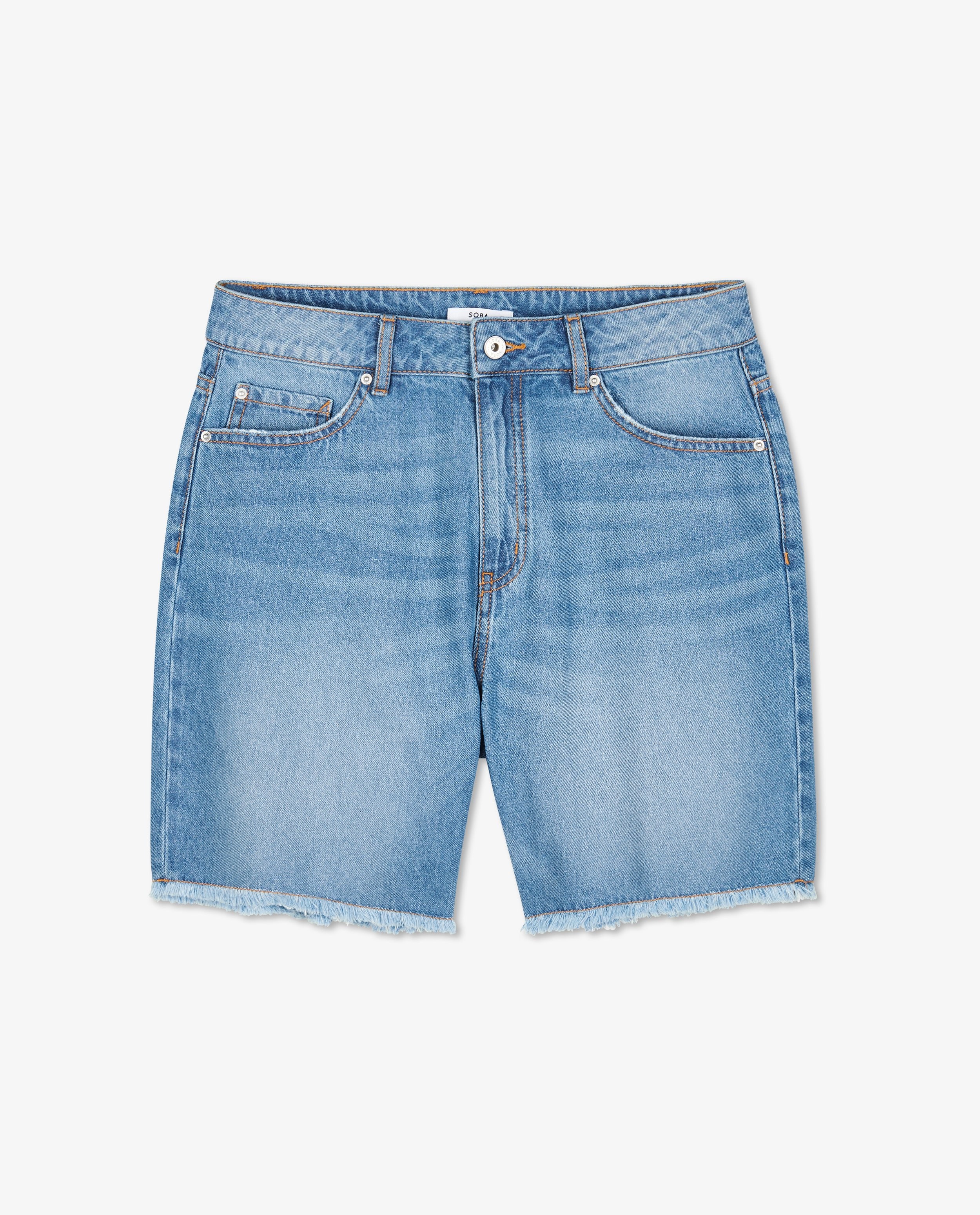 Shorts - Short en jeans bleu avec des effilochures
