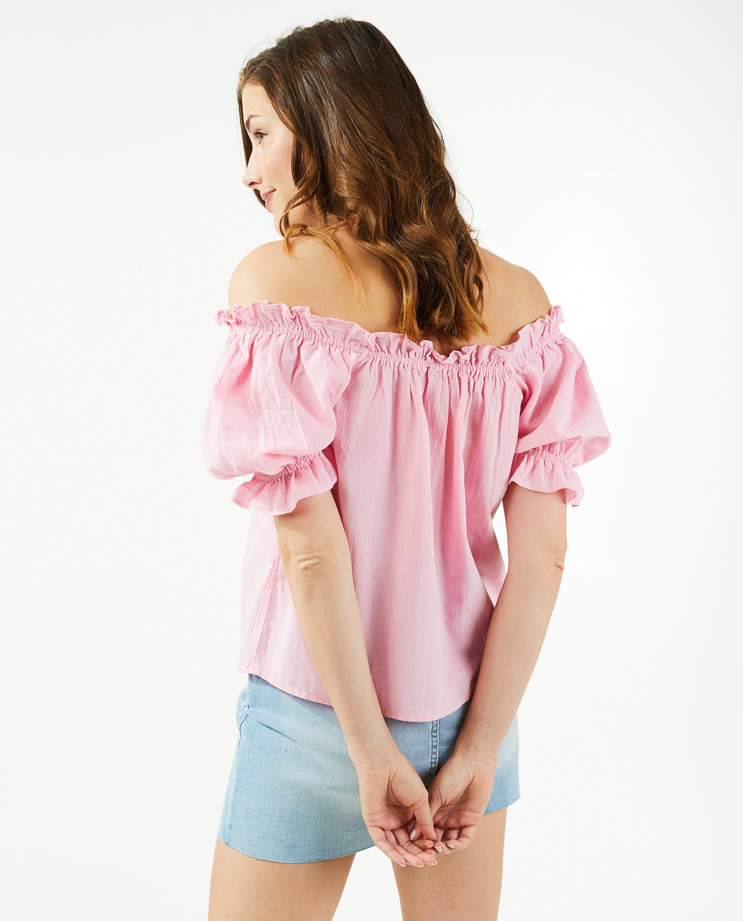 T-shirts - Top rose avec des ruches