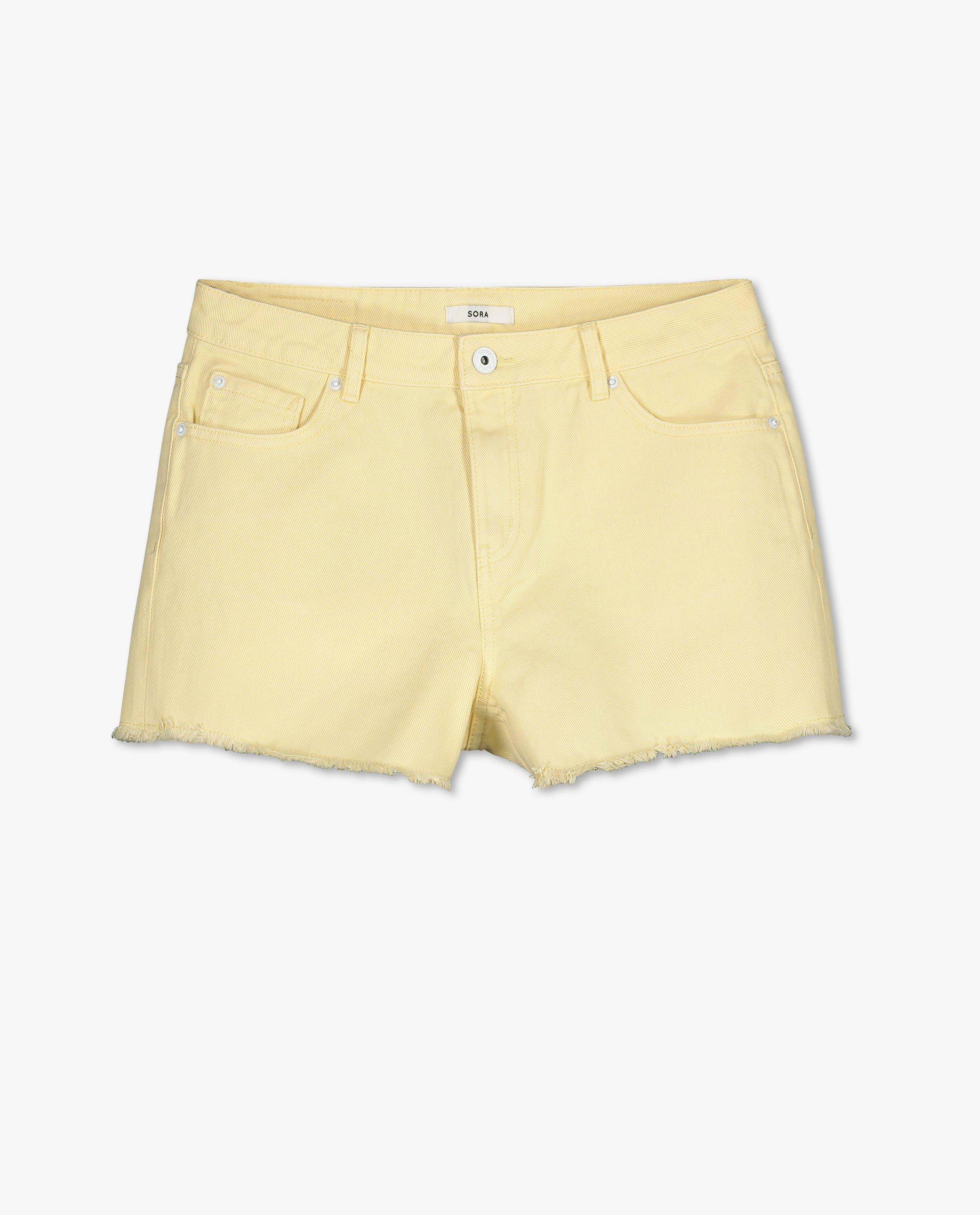 Shorten - Gele short met gerafelde boorden